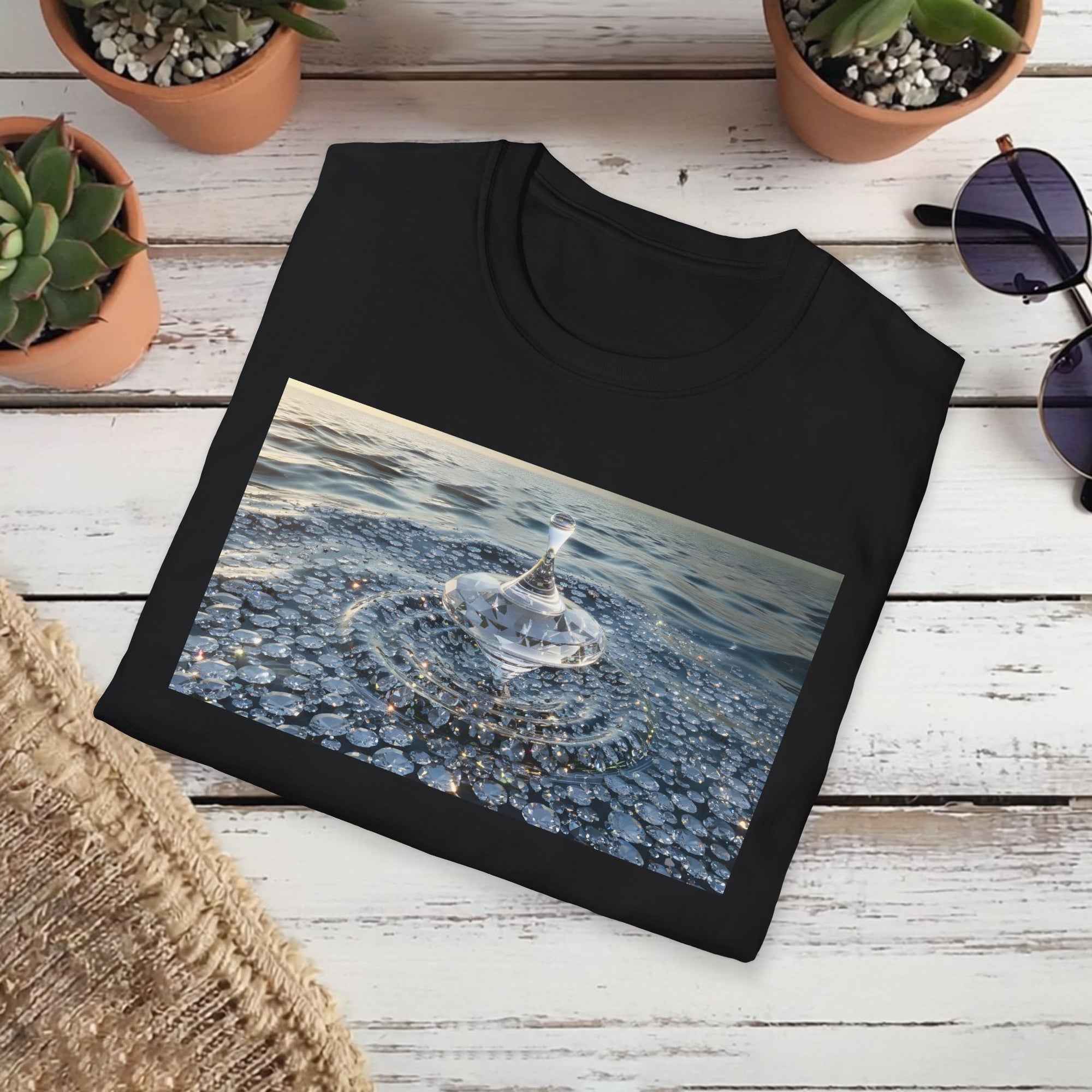 Crystal Spin T-Shirt – Diamond Spinning Top Art | Sparkle & Balance Graphic Tee