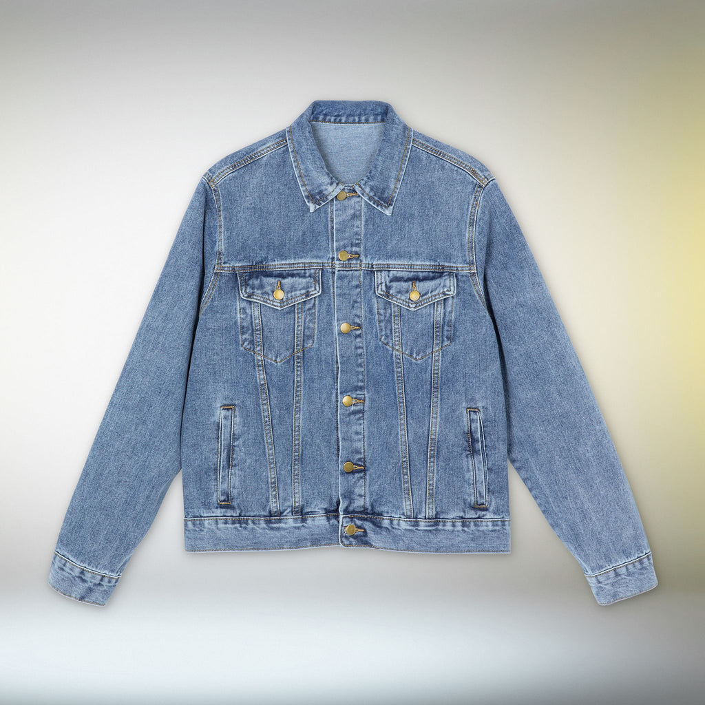 Beetle Back Denim Jacket For Men | Graphic Insect Art Jean Jacket | Unisex Statement Outerwear | Mystery Bold Aesthetic Streetwear