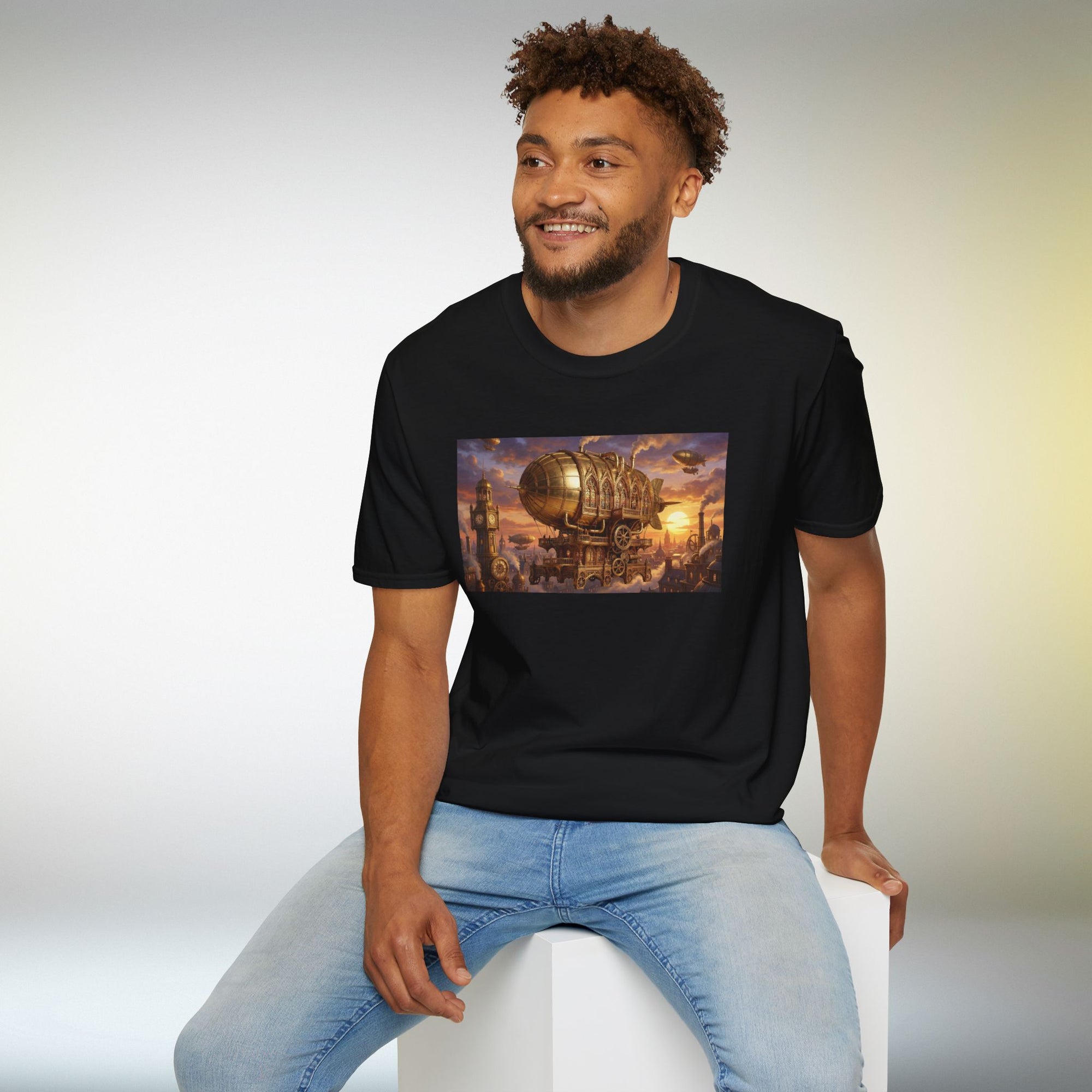 Steampunk Airship T-Shirt | Fantasy Vintage Flying Machine Graphic Tee Retro