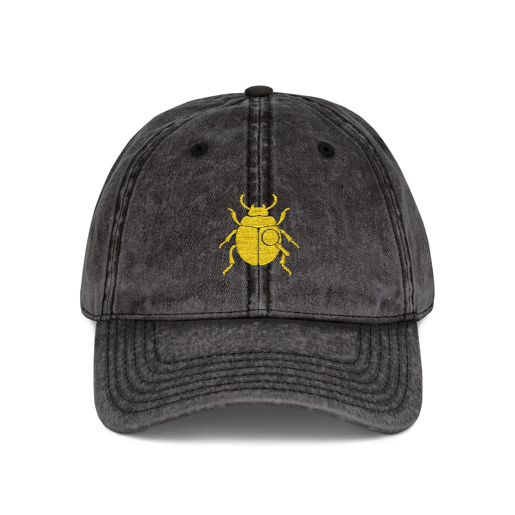 Vintage Cap with Gold Beetle Embroidery – Retro Bug Design, Cool Streetwear Golden Insect Aesthetic Cap