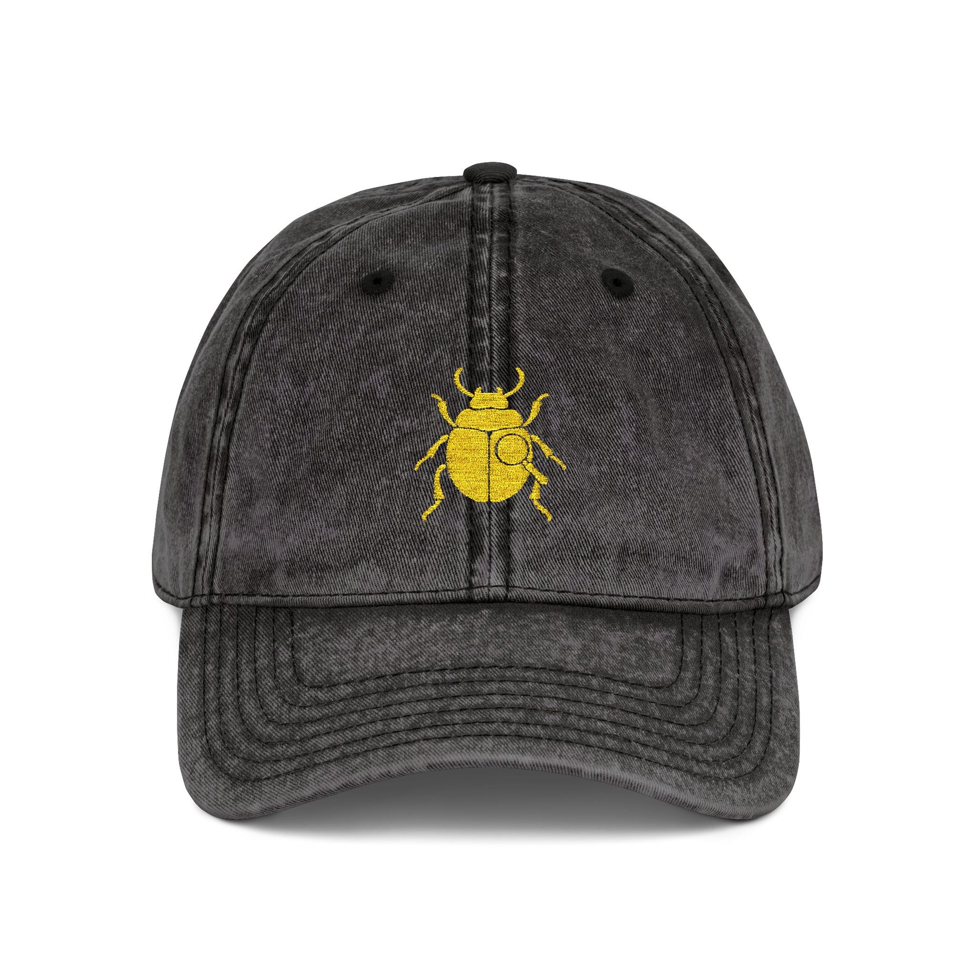 Vintage Cap with Gold Beetle Embroidery – Retro Bug Design, Cool Streetwear Golden Insect Aesthetic Cap