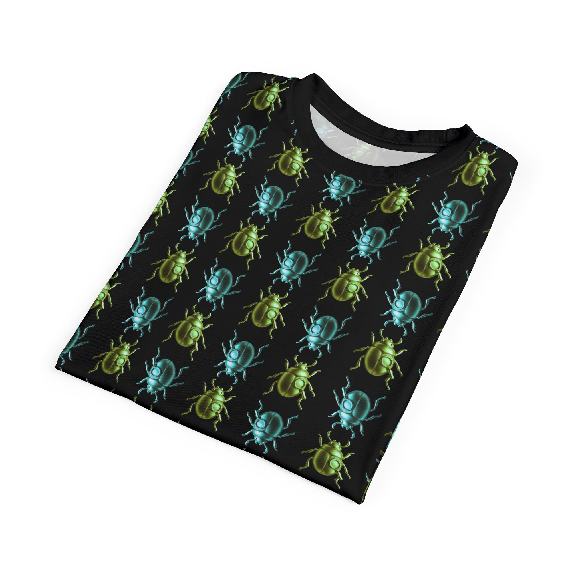 Beetle Neon Aqua Blue Green Color Pop, All Over Print T Shirt For Men & Women