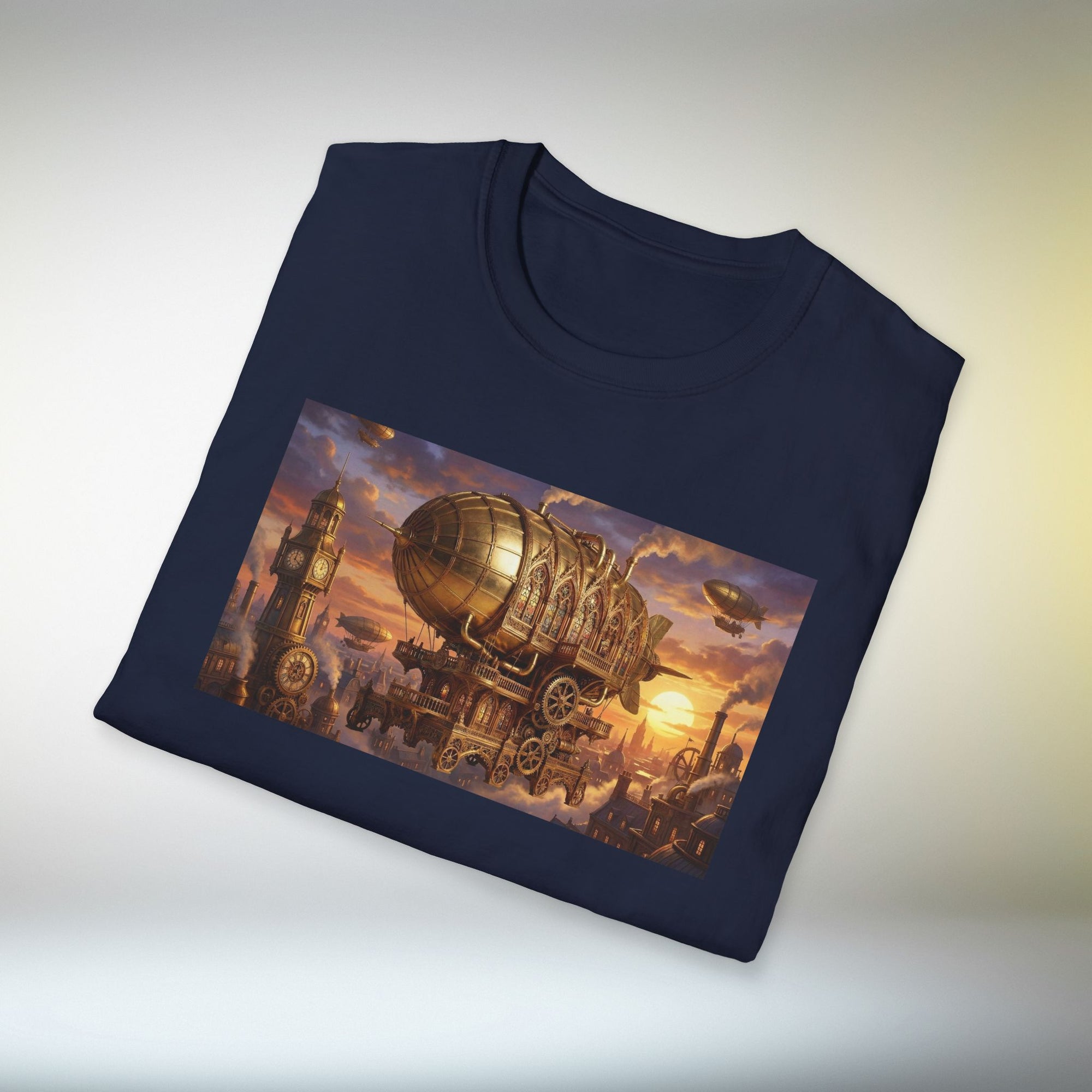 Steampunk Airship T-Shirt | Fantasy Vintage Flying Machine Graphic Tee Retro