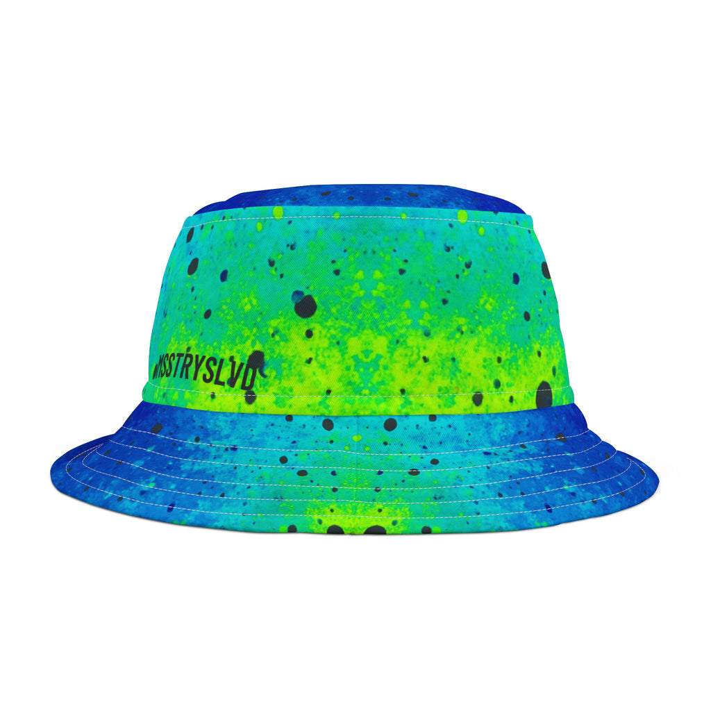 AQUA Color Splash Blue Bucket Hat in Neon Aqua & Teal | Cool Reversible Hat for Summer Festival | Streetwear
