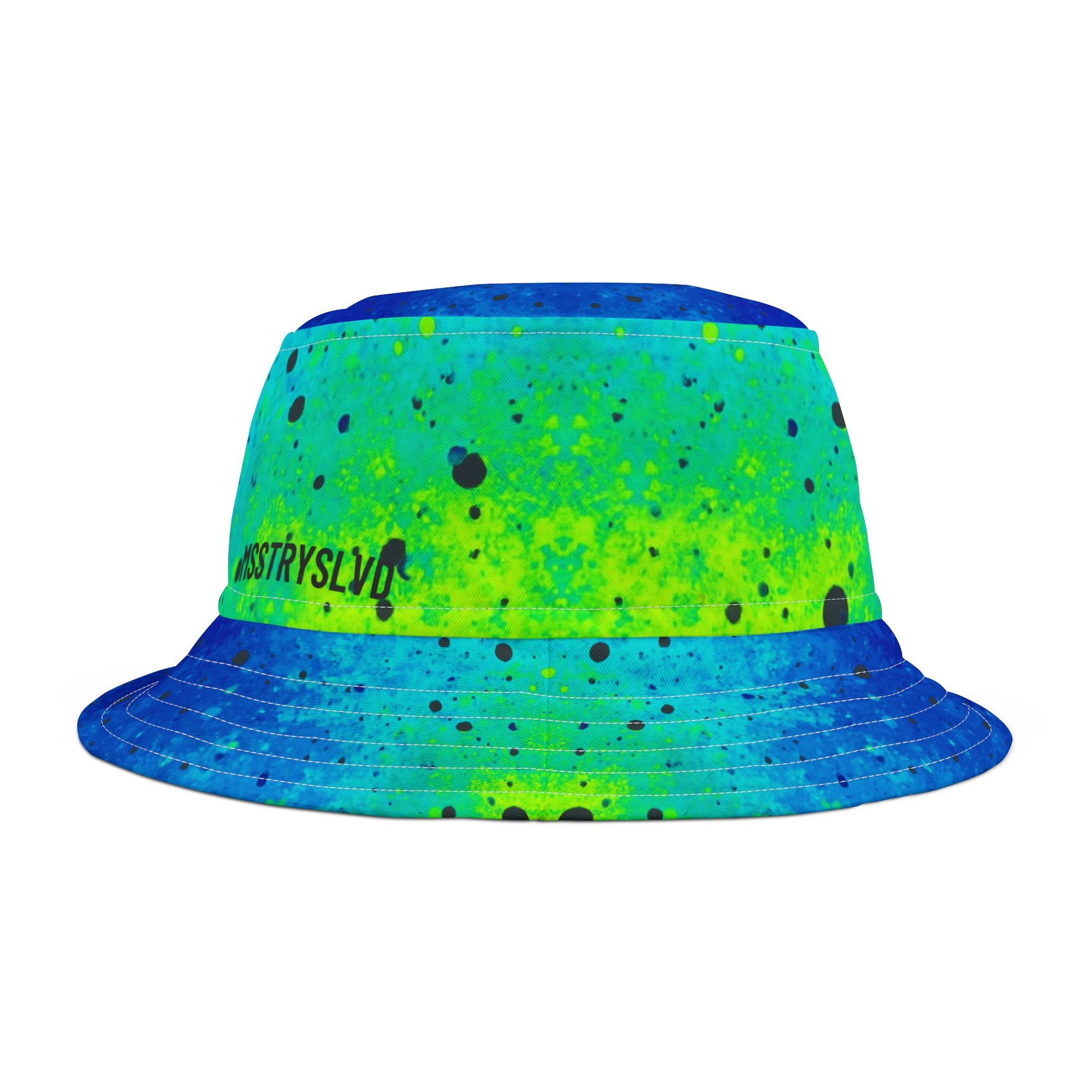 AQUA Color Splash Blue Bucket Hat in Neon Aqua & Teal | Cool Reversible Hat for Summer Festival | Streetwear