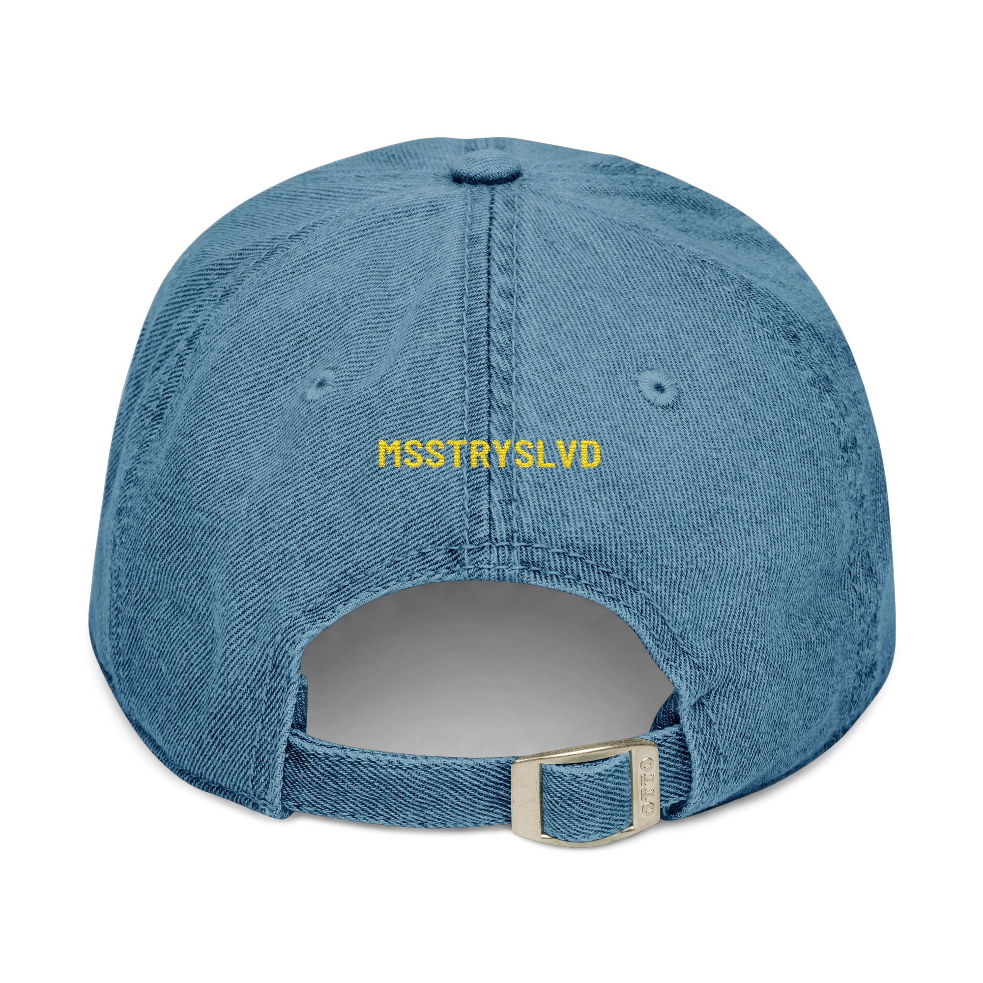 Denim Cap with Gold Beetle Embroidery – Retro Bug Design, Cool Streetwear Golden Insect Aesthetic Cap