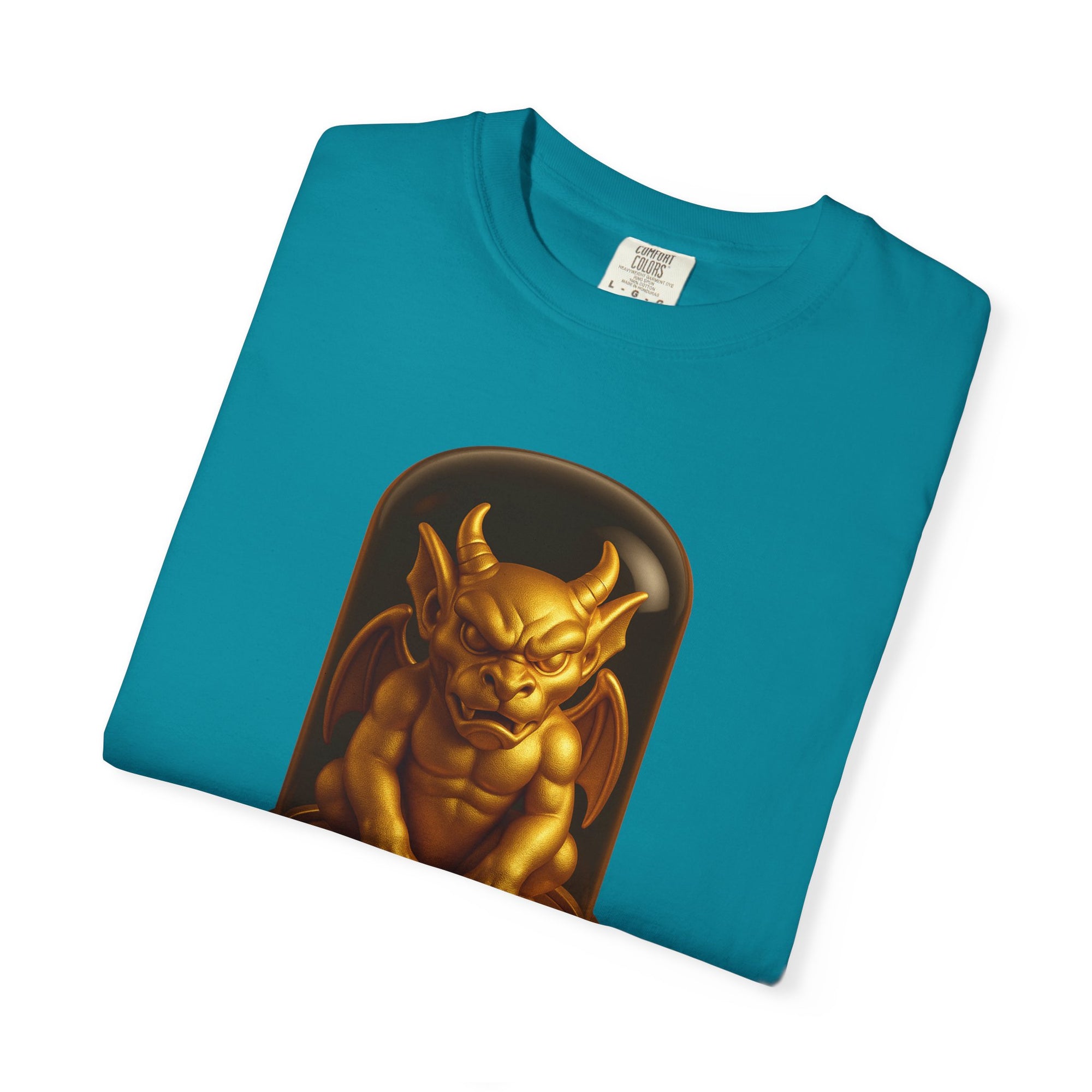 “MYTHFORGE V1” Streetwear Graphic T-Shirt – Golden Relic Beetle Vault Rush Gargoyle Edition Tee For Men & Women