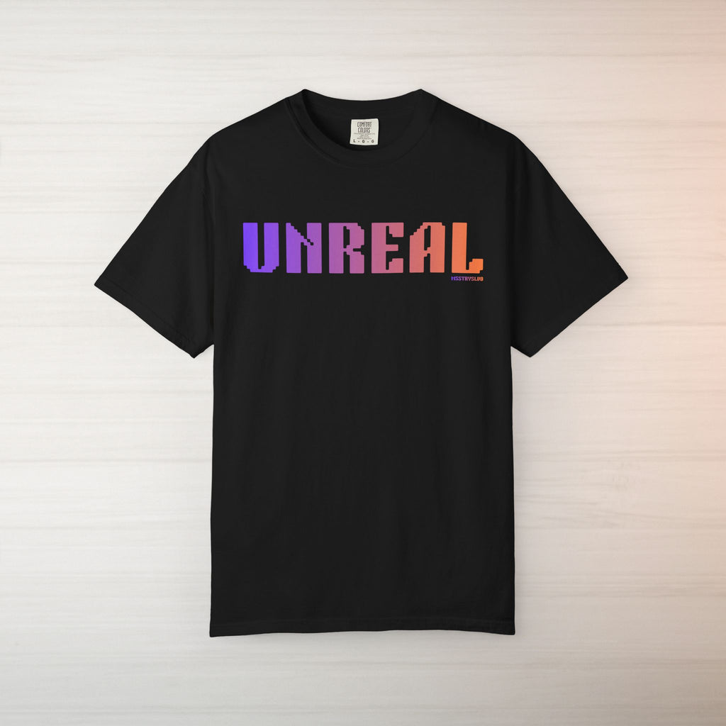 UNREAL Graphic T Shirt Aesthetic Streetwear Tee, Unisex Minimal Typography Shirt, Soft Pastel Fashion Top