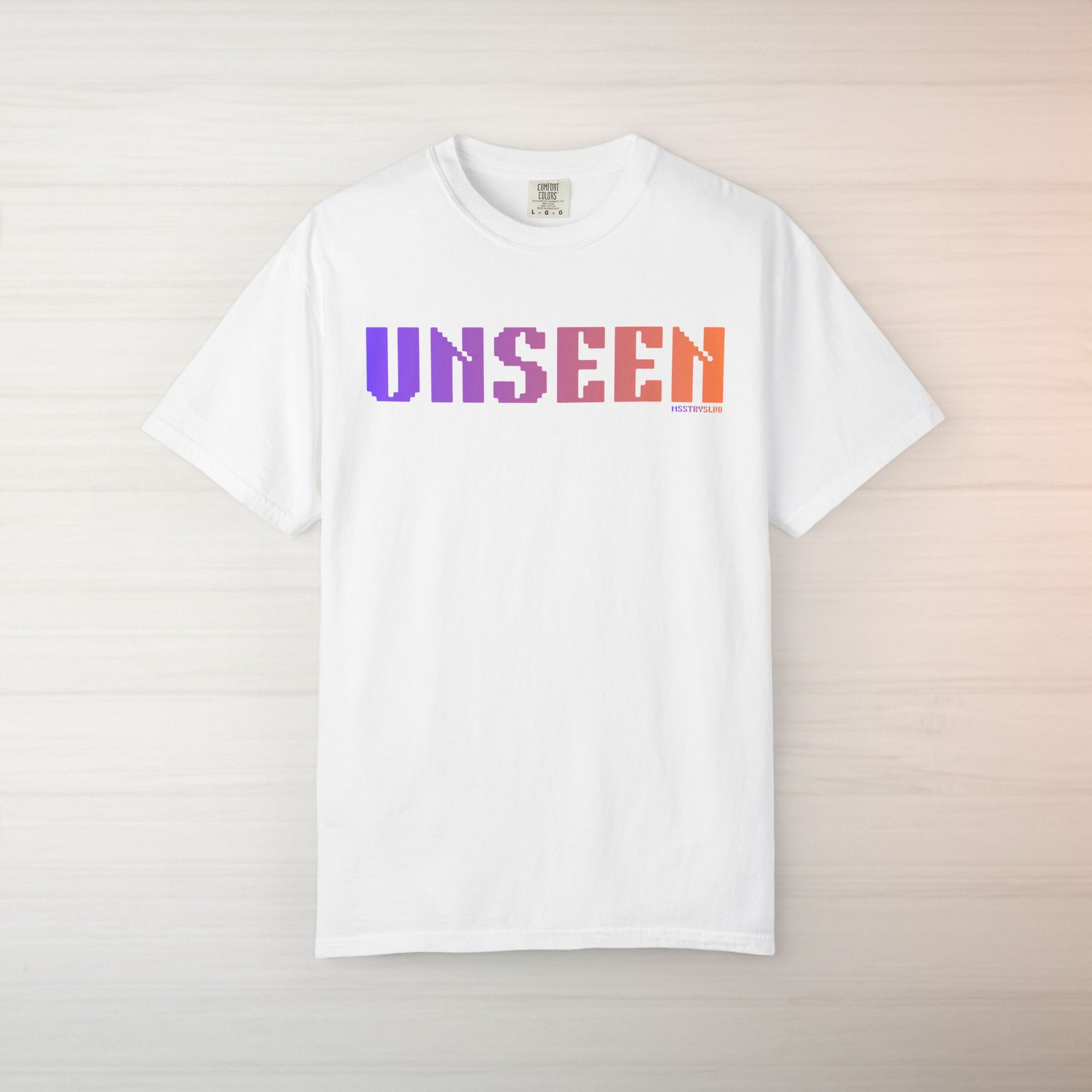 UNSEEN Graphic T Shirt Aesthetic Streetwear Tee, Retro Pixel Unisex Minimal Typography Statement Shirt, Travel Pastel Fashion Top