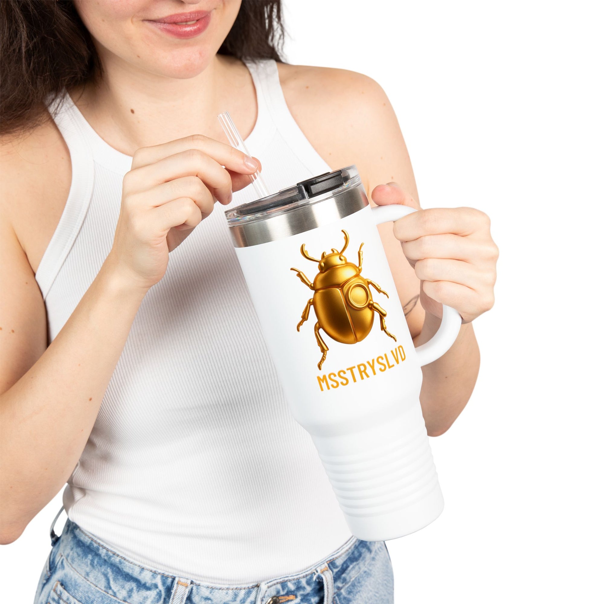 MSSTRYSLVD Gold Scarab – Insulated Travel Mug, 40oz