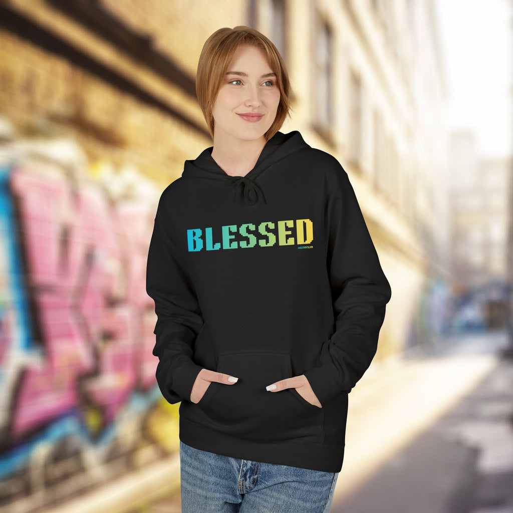Blessed Big Quote Hoodie | Bold Colorful Print Grateful Retro Graphic Pullover