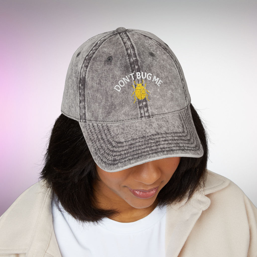 Vintage Cap with Gold Beetle Embroidery | Cool Streetwear Embroidered Cap | Funny Beetle Hat | Sarcastic Dad Cap Minimal Streetwear
