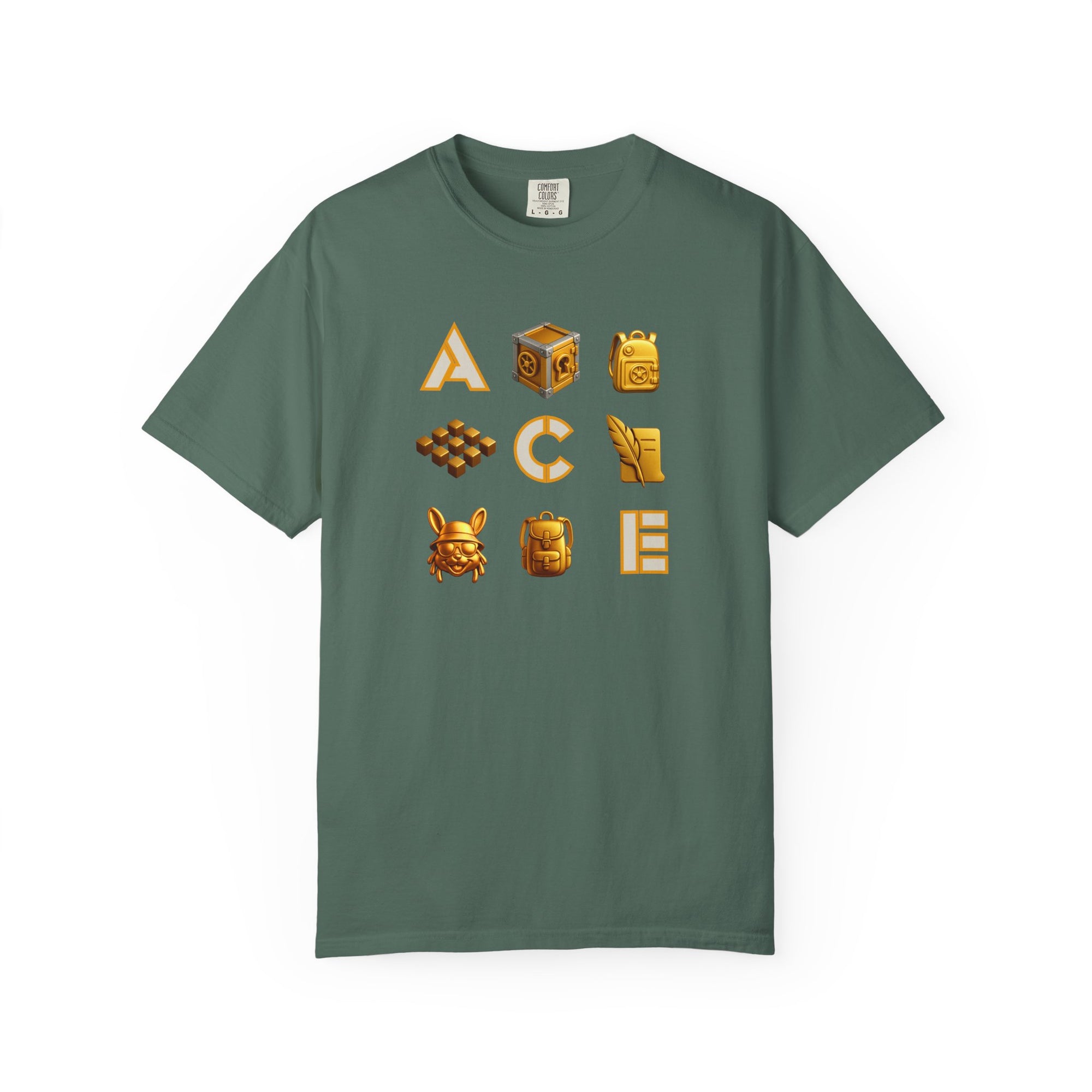 ACE Icon Tee – Golden Vault Game Symbols, Retro Gamer Puzzle Graphic T Shirt