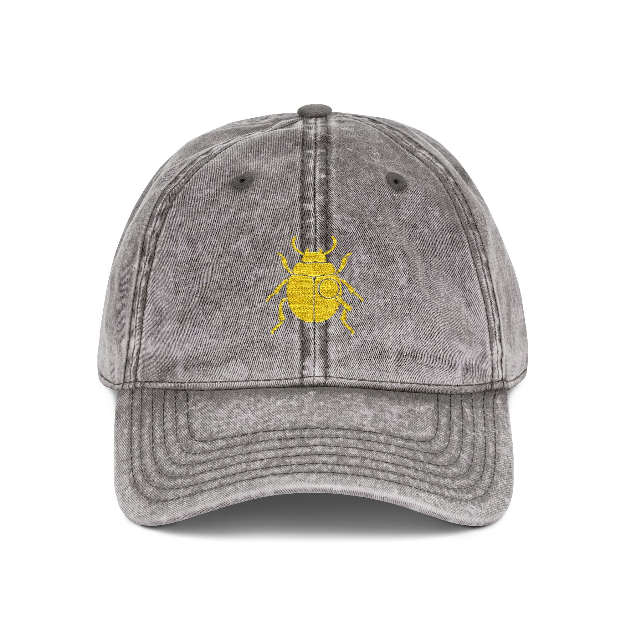 Vintage Cap with Gold Beetle Embroidery – Retro Bug Design, Cool Streetwear Golden Insect Aesthetic Cap