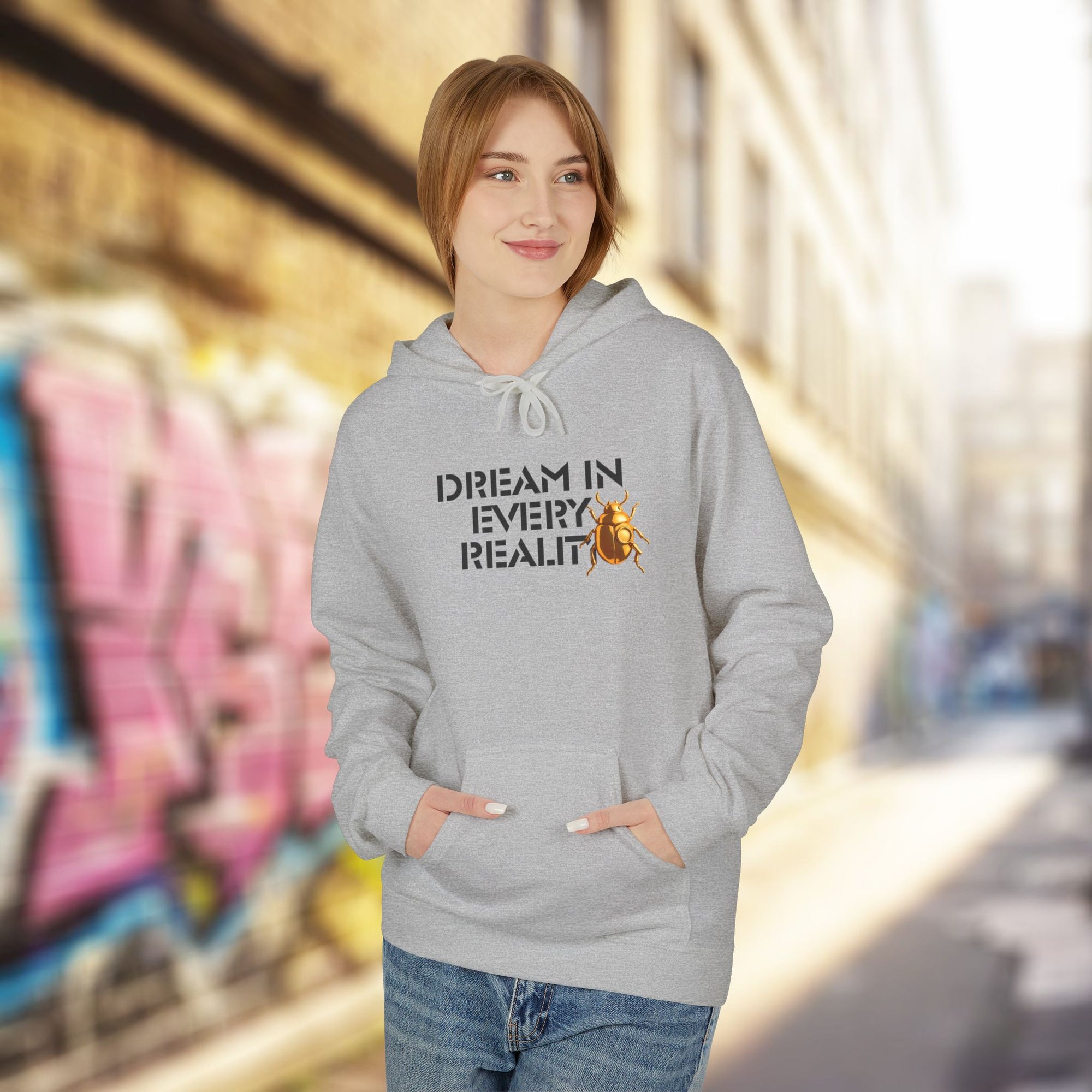 Dream In Every Reality Hoodie - Code Breaker Bold Text Futuristic Typography Top