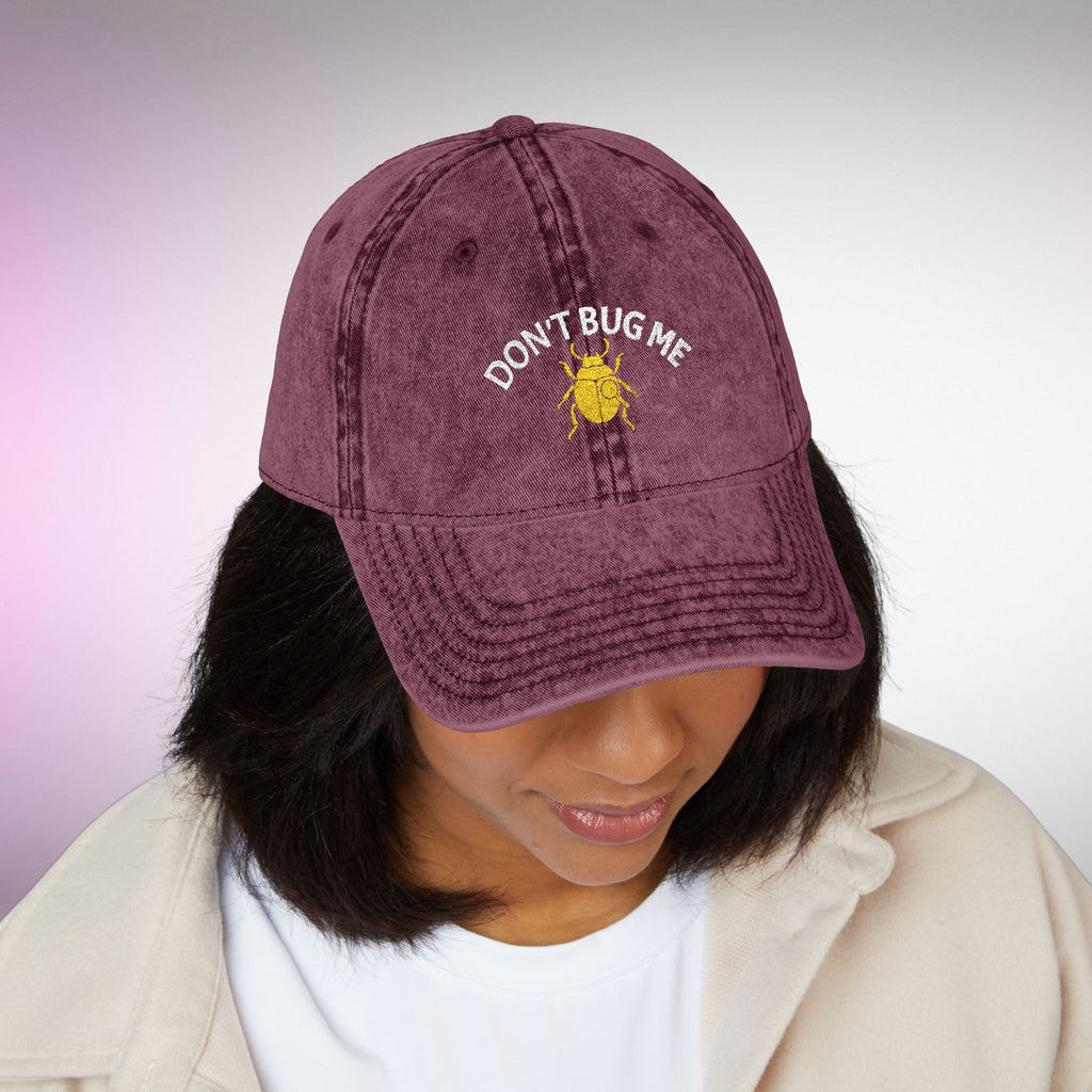 Vintage Cap with Gold Beetle Embroidery | Cool Streetwear Embroidered Cap | Funny Beetle Hat | Sarcastic Dad Cap Minimal Streetwear