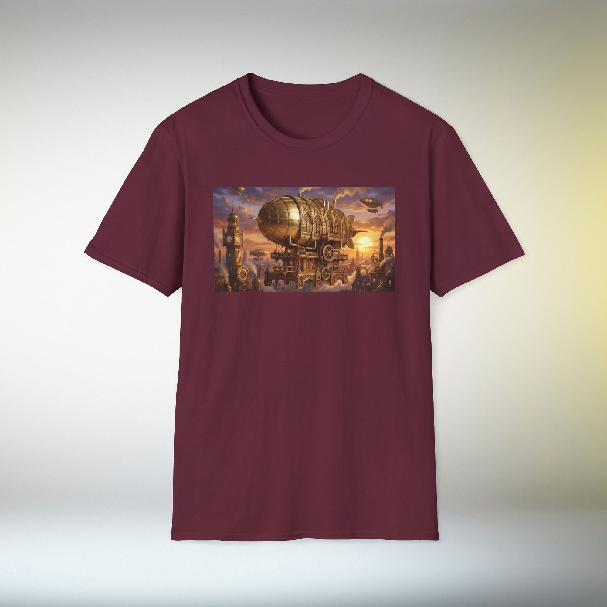 Steampunk Airship T-Shirt | Fantasy Vintage Flying Machine Graphic Tee Retro