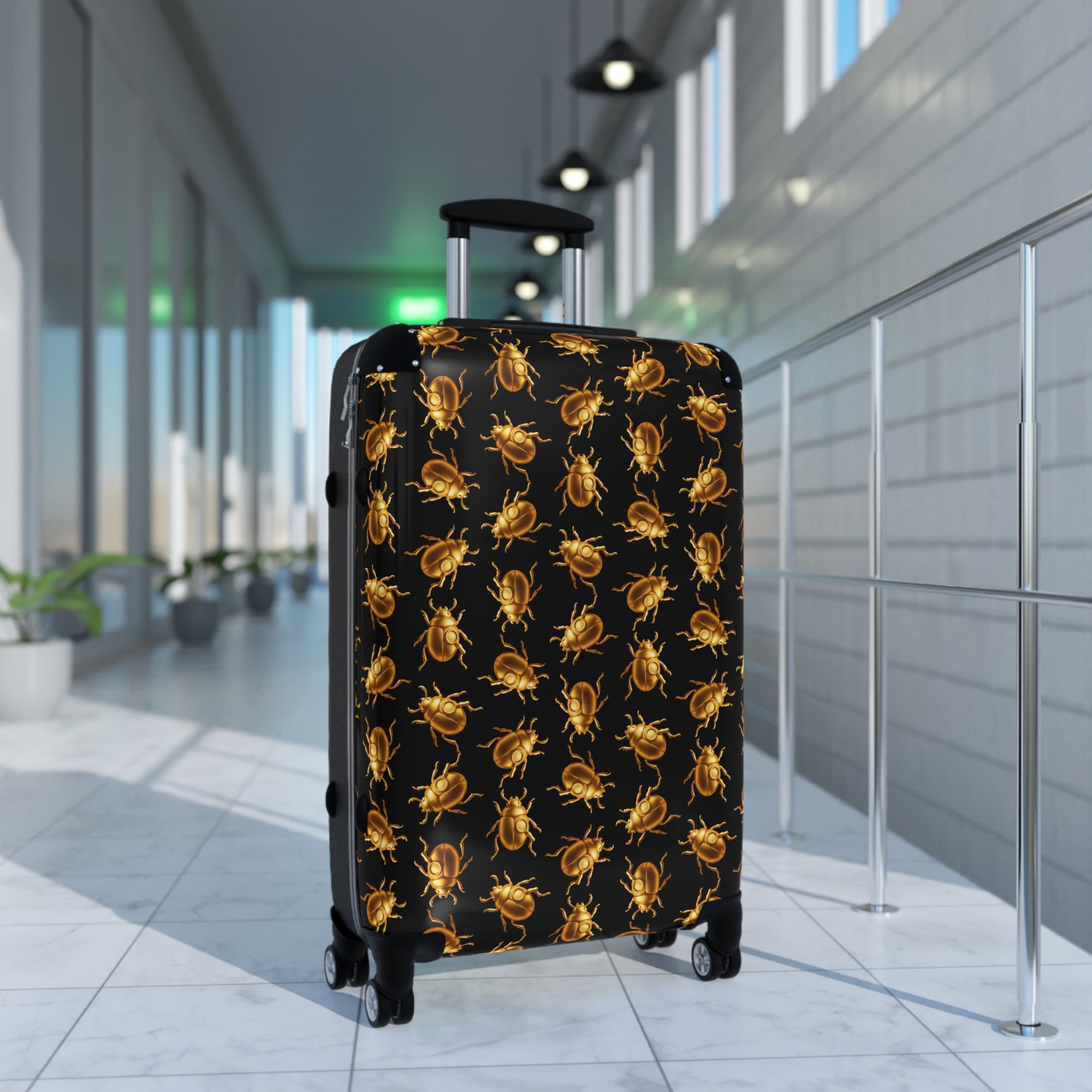 ✈️ "BUGGED AND BOLD" Suitcase - Golden Scarab Beetle Luggage