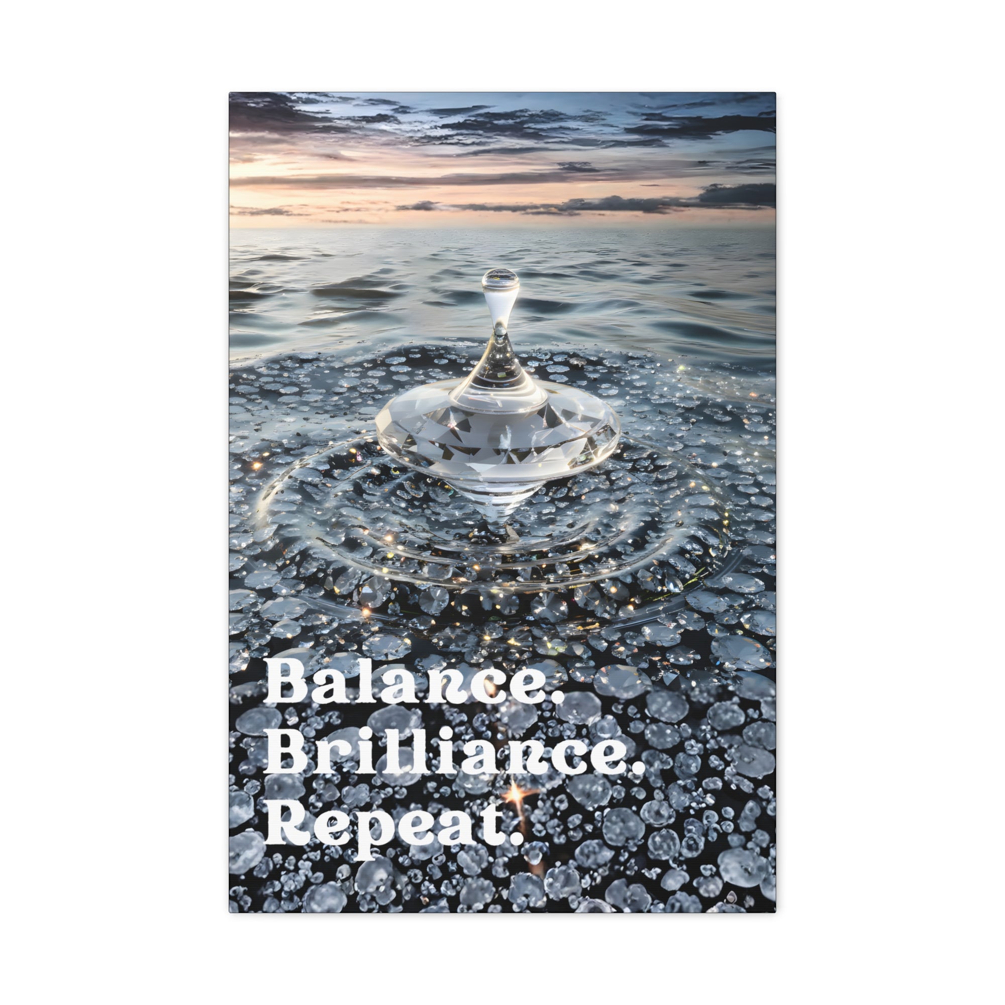 Balance. Brilliance. Repeat. – Crystal Spinning Top Matte Canvas | Modern Motivational Wall Art 20″ x 30″ (Vertical)