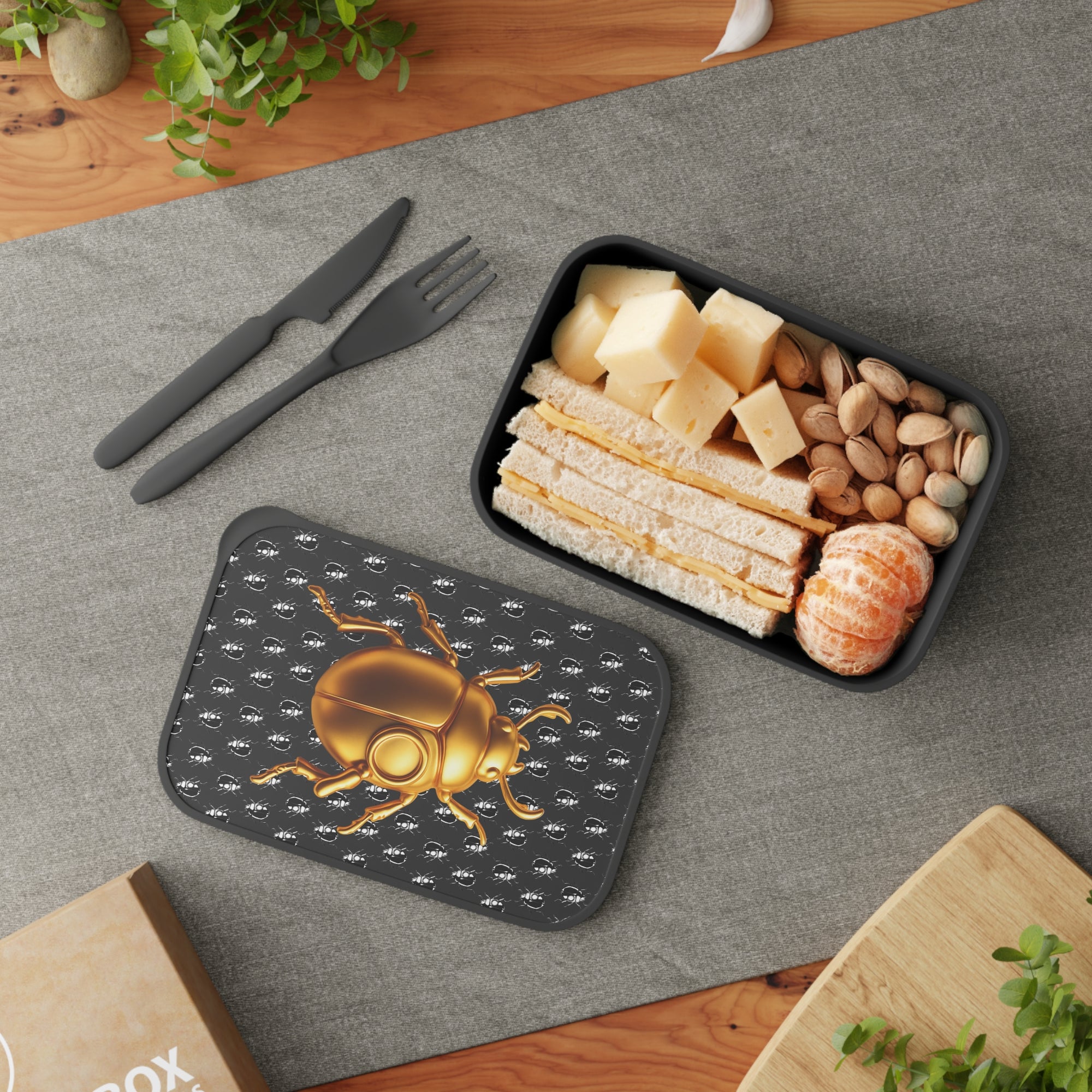 Golden Beetle Tactical Bento Unit -  Bento Box with Band and Utensils