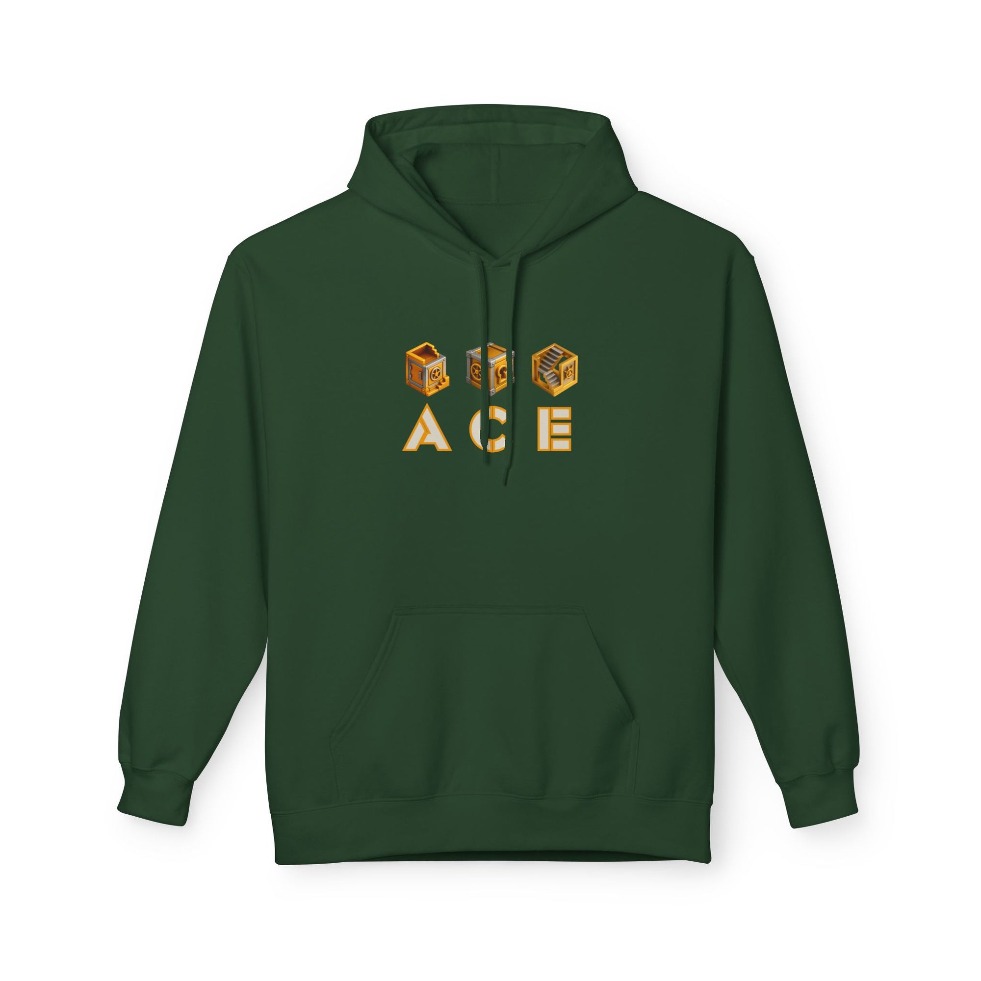 ACE Vault Hoodie – Gaming Puzzle Vault Icon Design, Retro Gamer Graphic Hoodie