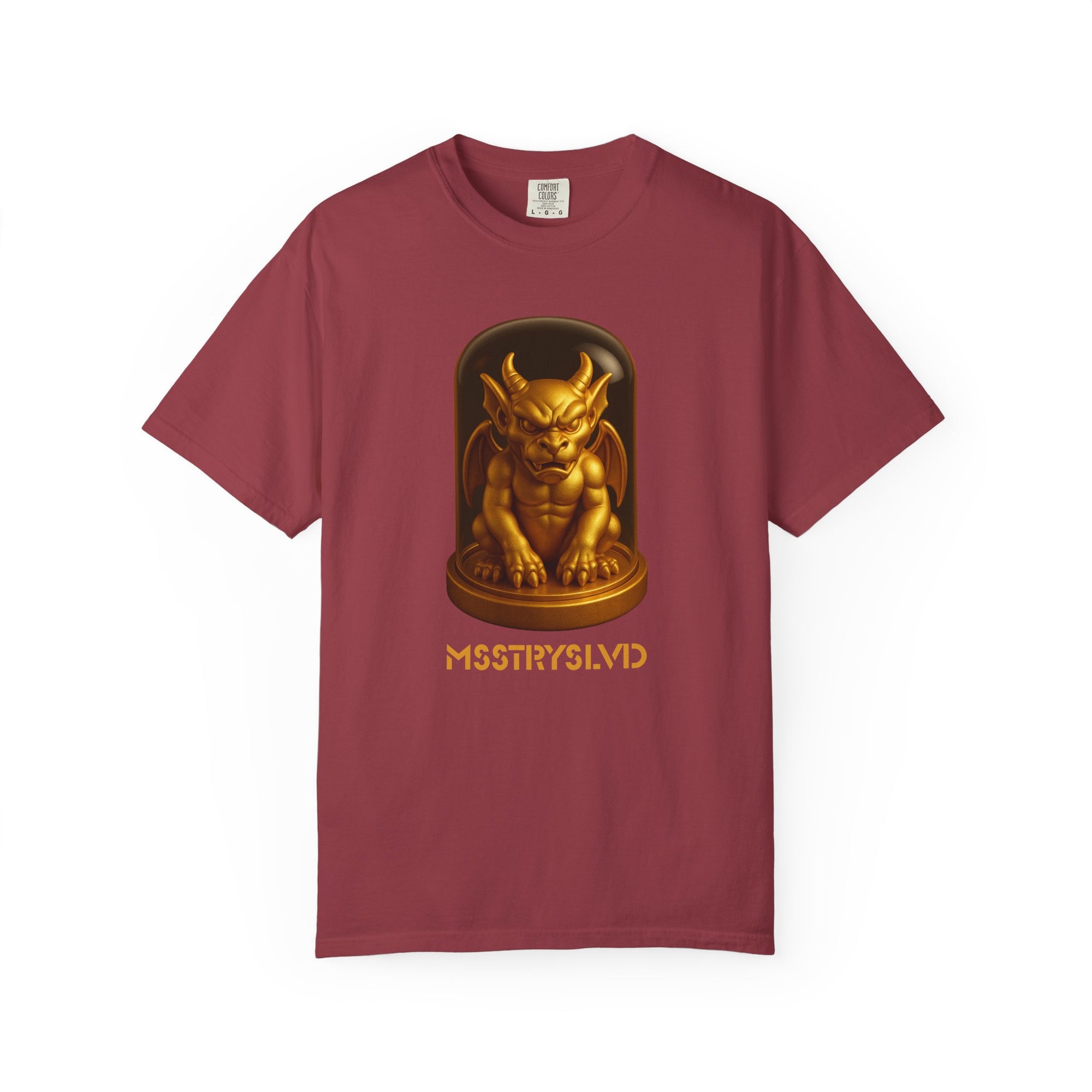 “MYTHFORGE V1” Streetwear Graphic T-Shirt – Golden Relic Beetle Vault Rush Gargoyle Edition Tee For Men & Women