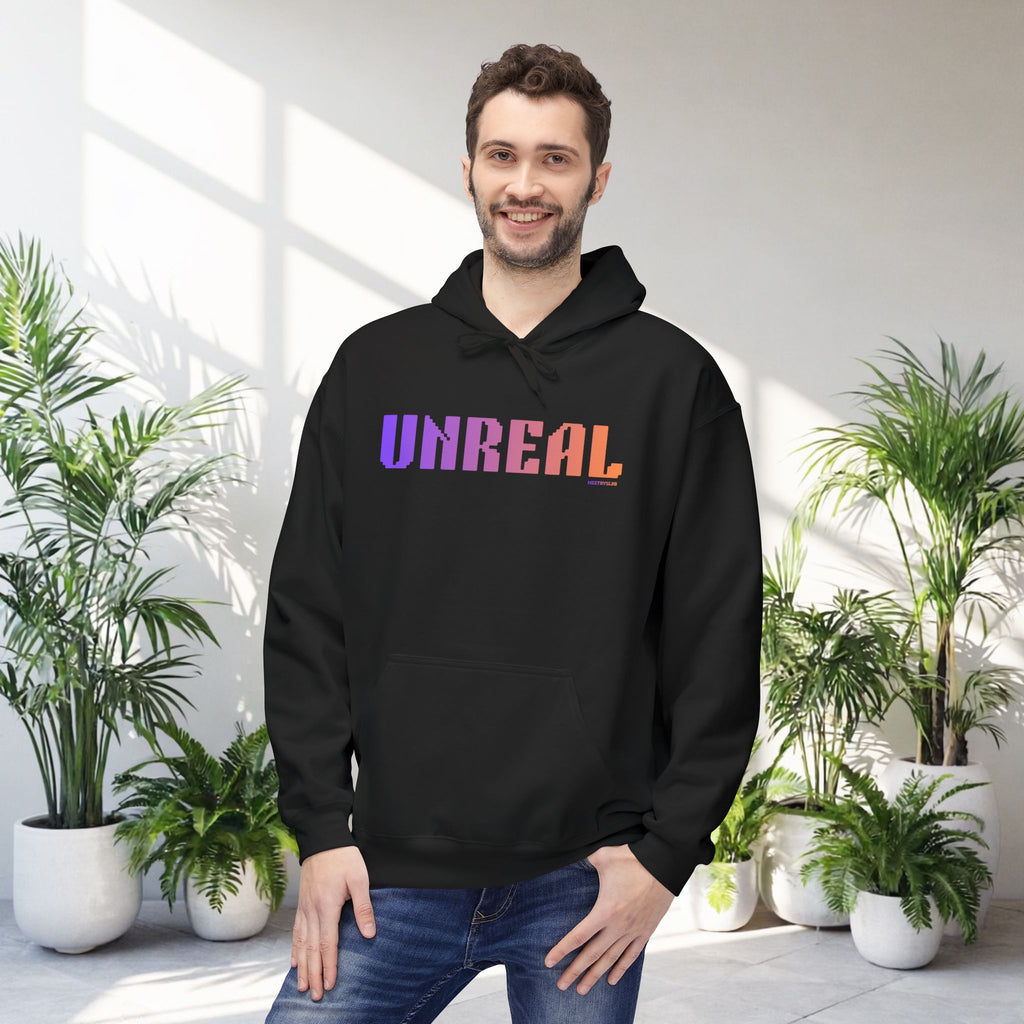 Unreal Bold Big Quote Hoodie | Positive Colorful Print Retro Graphic Pullover