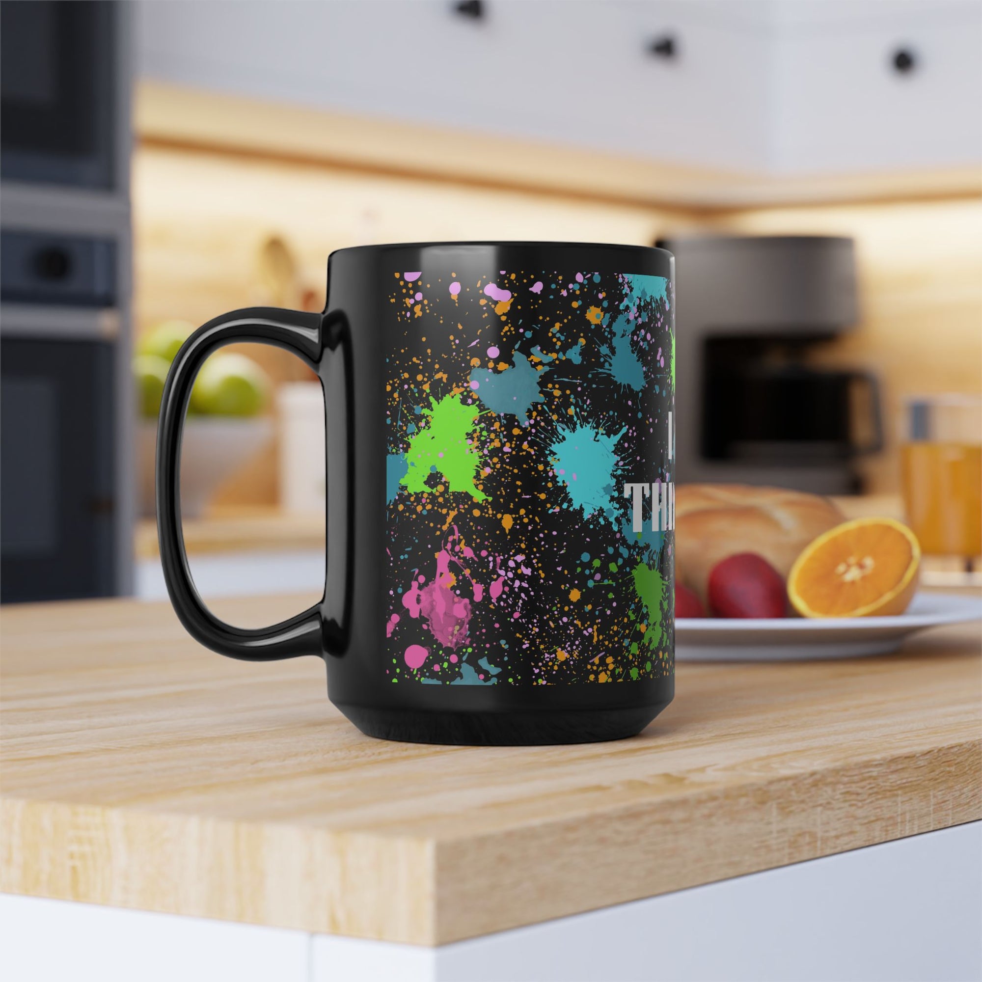 I Am Thinking Black Mug Color Splash Funny Coffee Cup Gift Office Friends