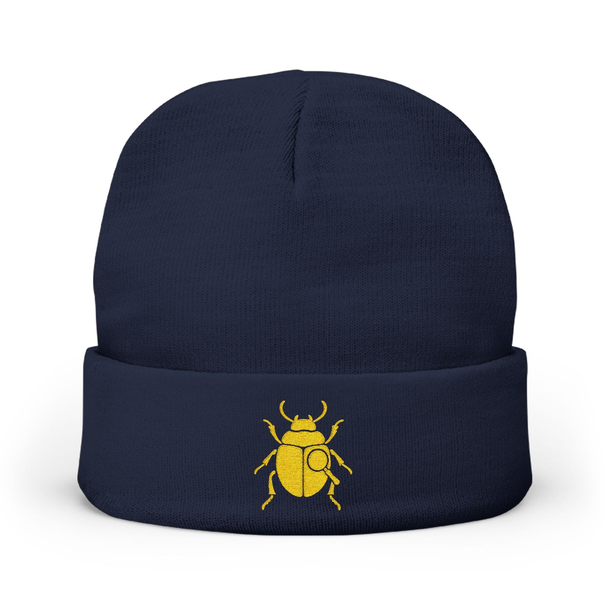 Golden Beetle Knit Beanie (Embroidery)