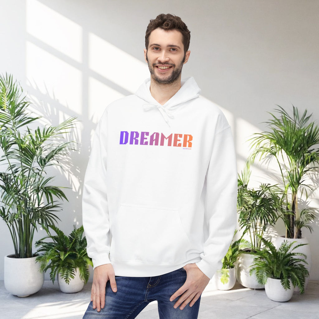 Dreamer Bold Text Big Quote Hoodie | Bold Colorful Print Retro Graphic Pullover