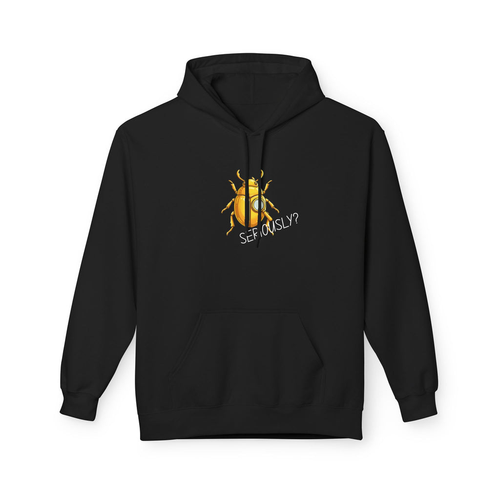 Funny Golden Beetle Hoodie “Seriously?” Quote Graphic Pullover Humor Streetwear
