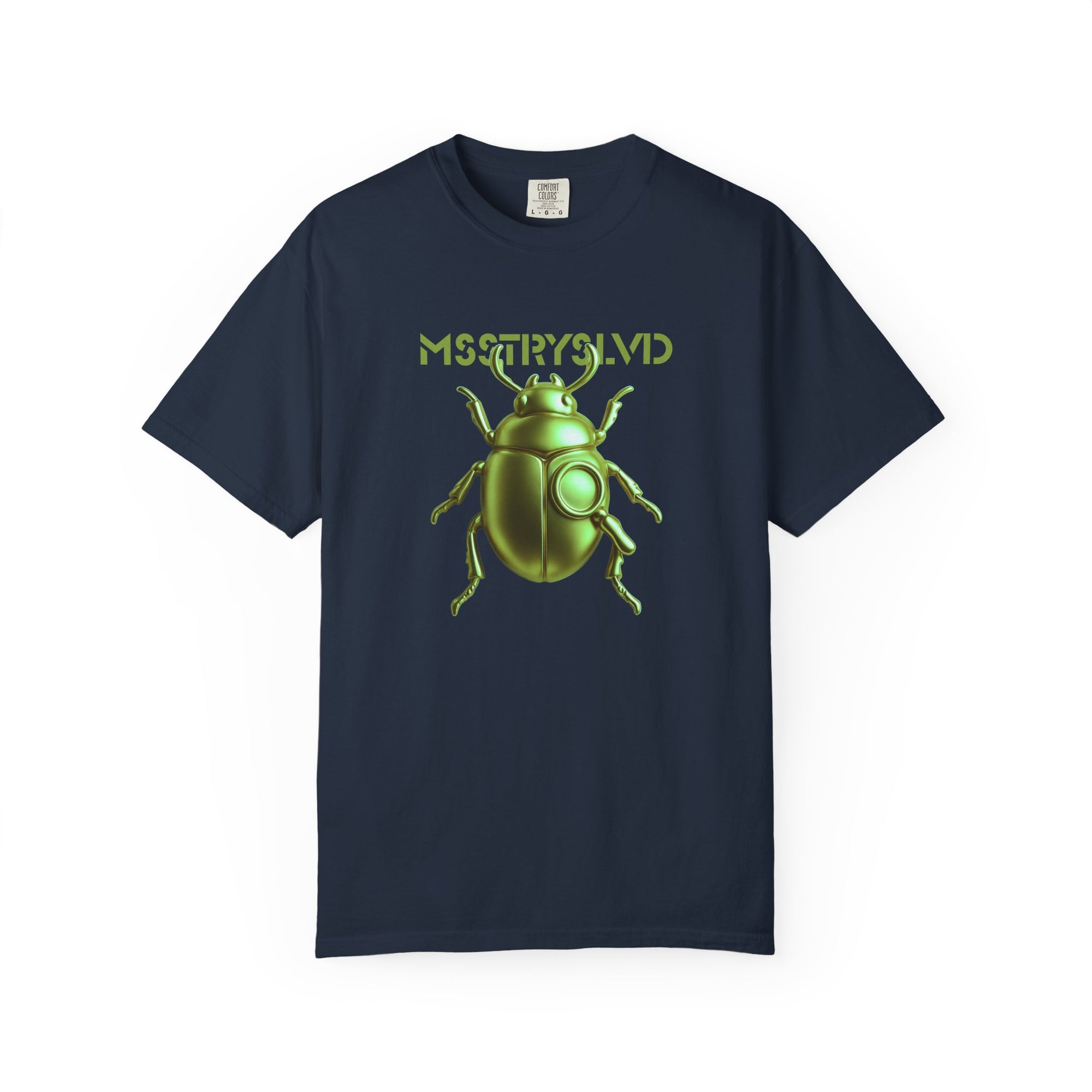 Cyber Beetle Graphic T-Shirt – Futuristic Insect Streetwear Tee, Neon Green Bug Design Techwear Top For Men & Women