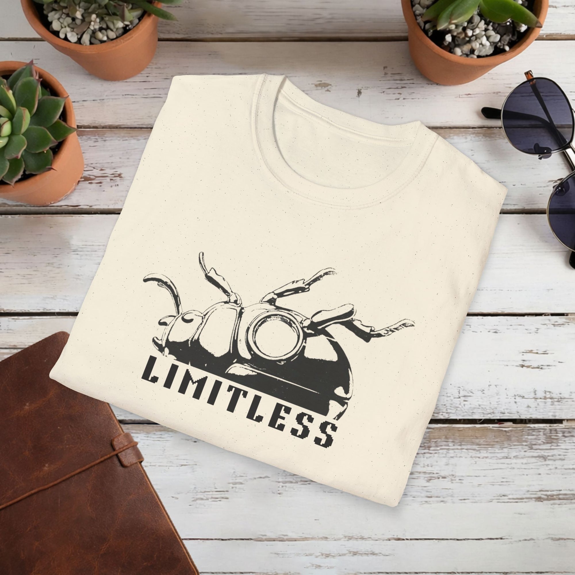 Limitless Beetle T Shirt | Minimal Black White Graphic Tee | Modern Streetwear Shirt | Symbolic Insect Art T-Shirt | Unisex Tee