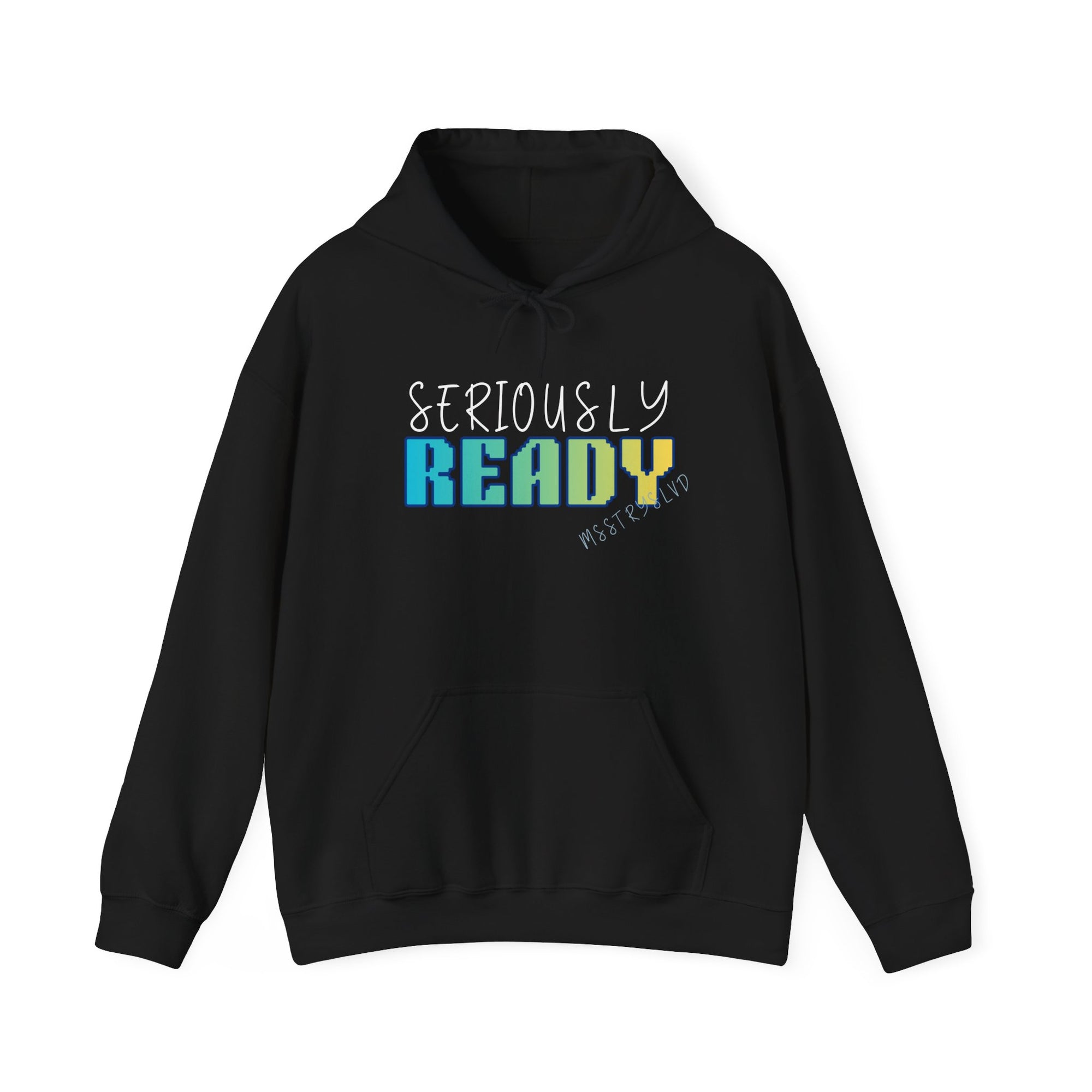 Embroidered Seriously Ready Heavy Blend™ Hooded Sweatshirt Quote Retro Pixel
