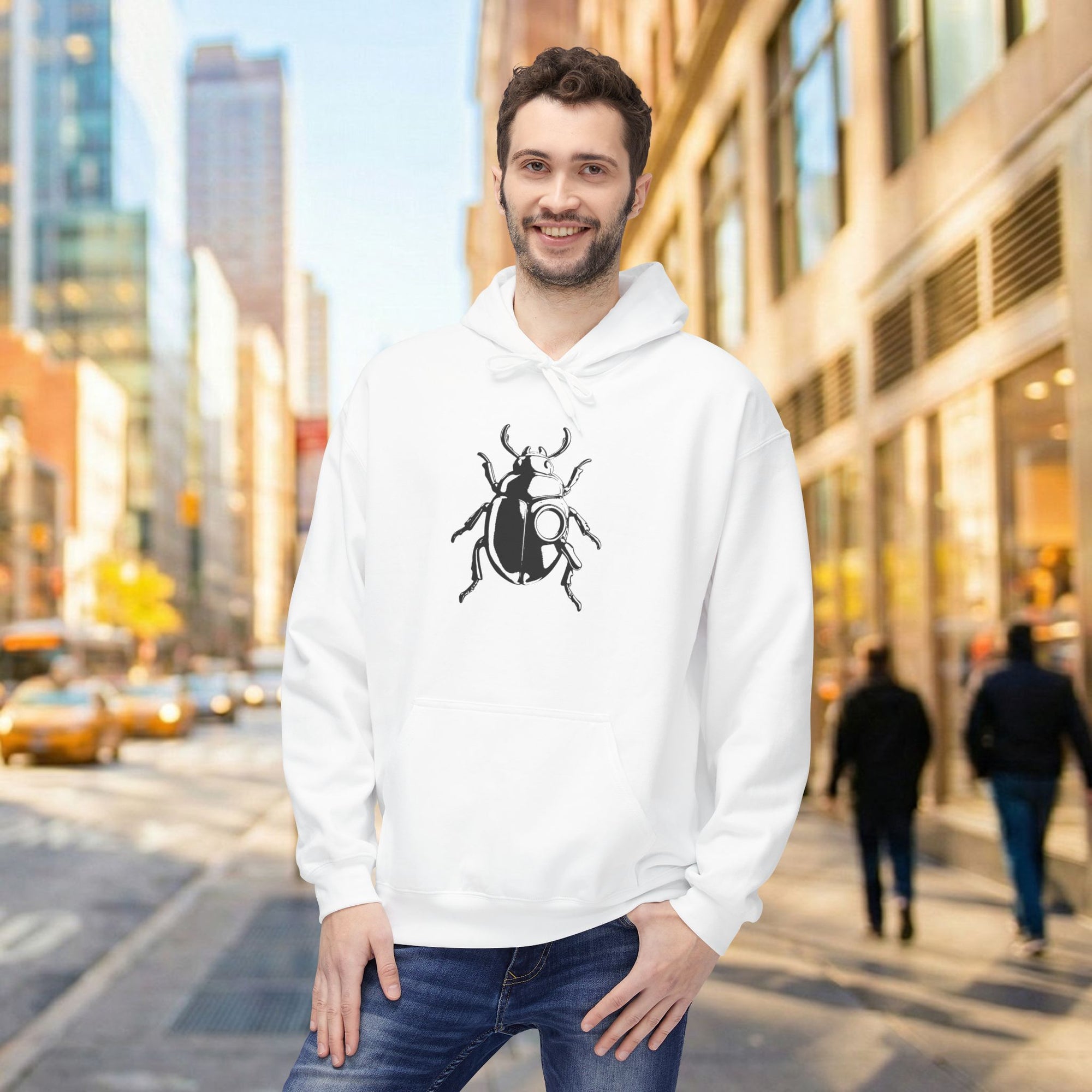 Beetle Graphic Hoodie Minimalist Insect Nature-Inspired Elegant Hoodie
