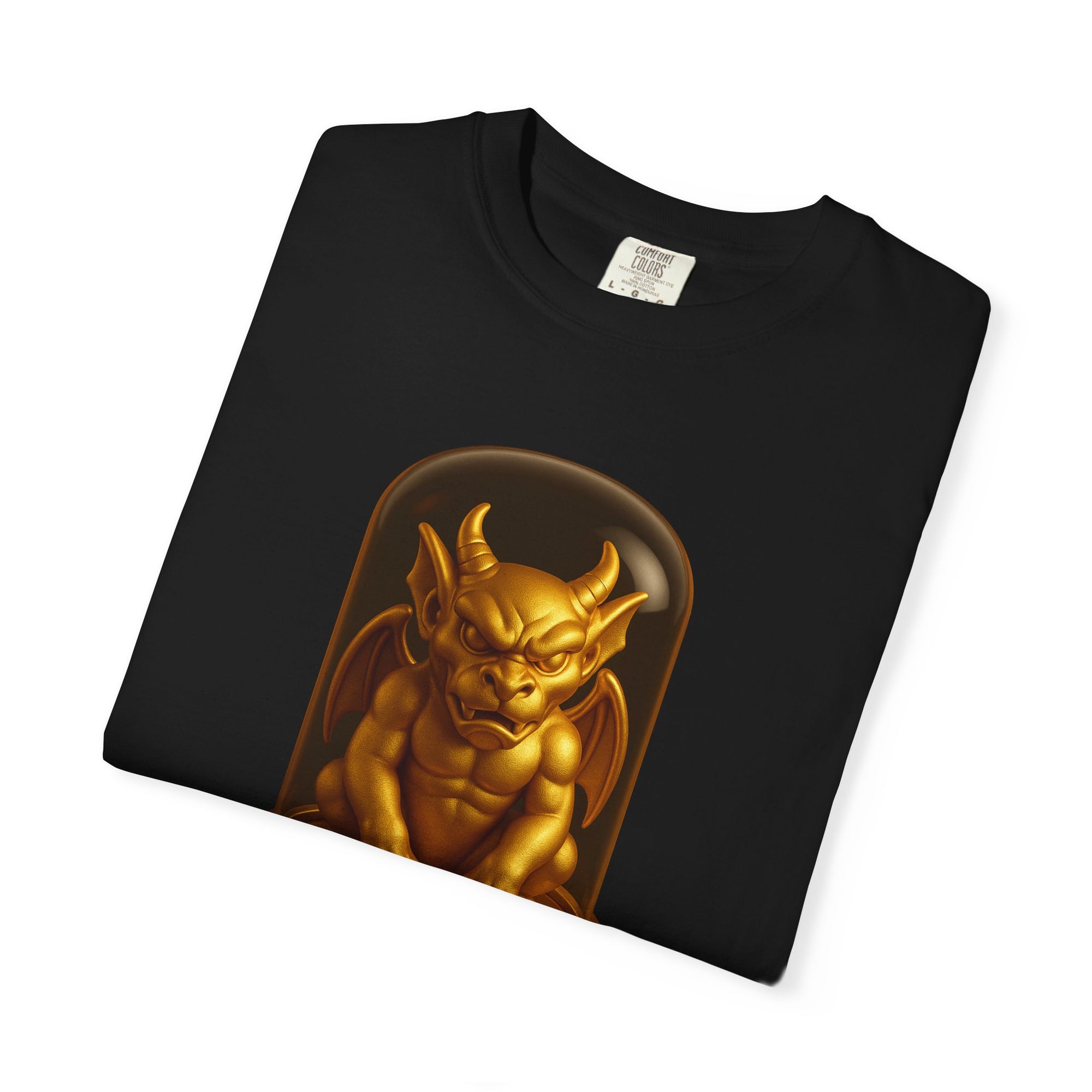 “MYTHFORGE V1” Streetwear Graphic T-Shirt – Golden Relic Beetle Vault Rush Gargoyle Edition Tee For Men & Women