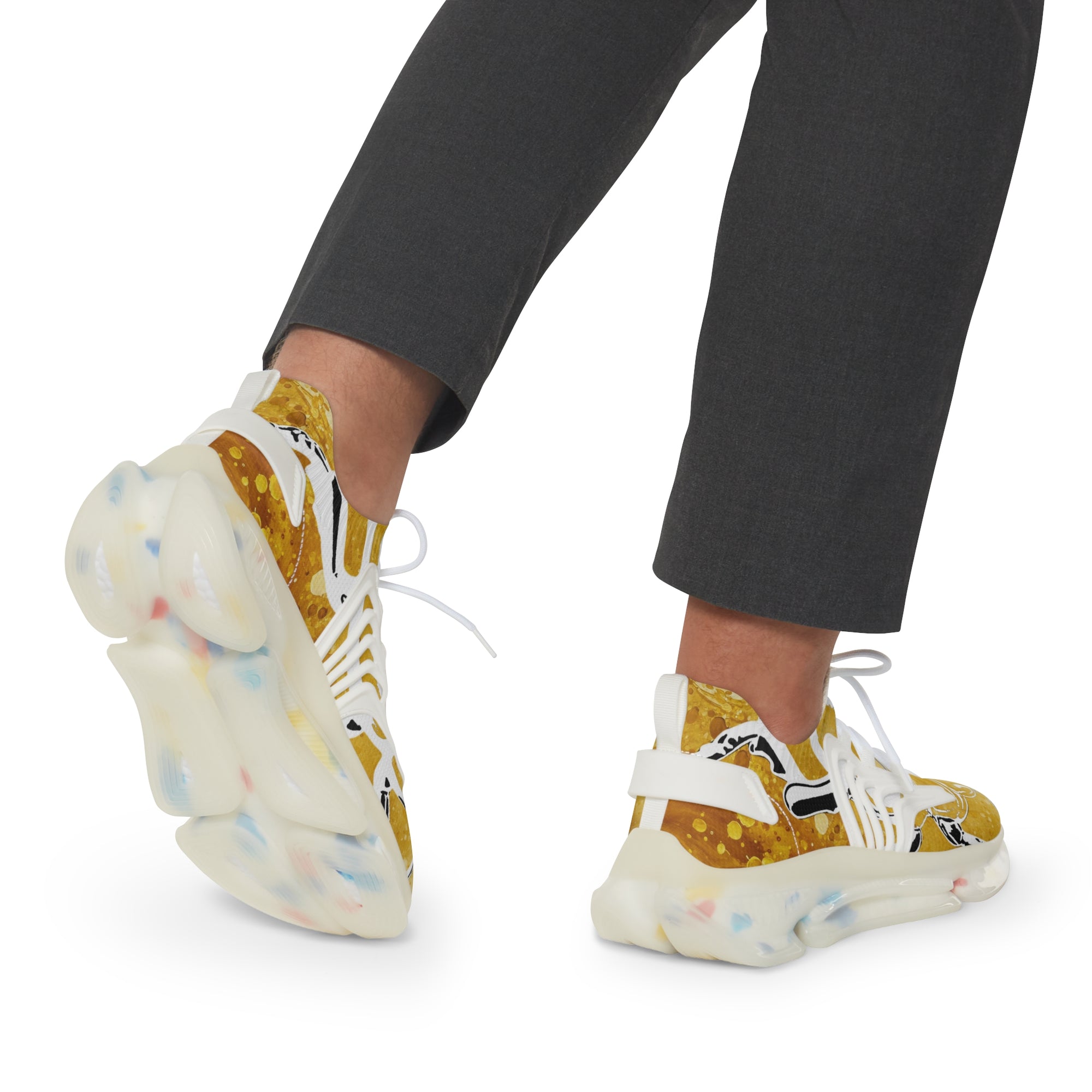 🟡 “GOLD BUGGED OUT V1A”  Men's Mesh Sneakers