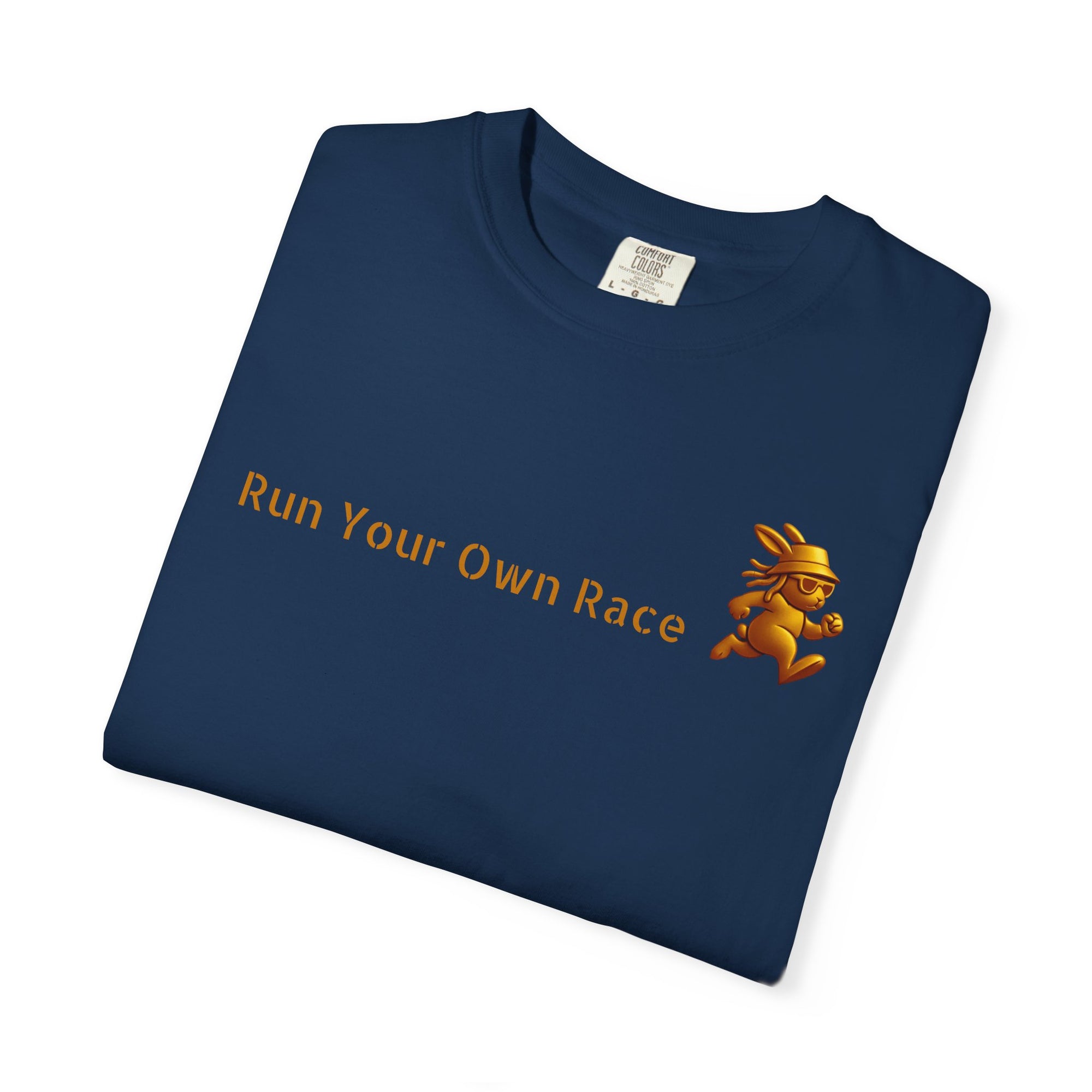 Gold Fearless Bunny Streetwear Graphic Tee| Run Your Own Race T Shirt