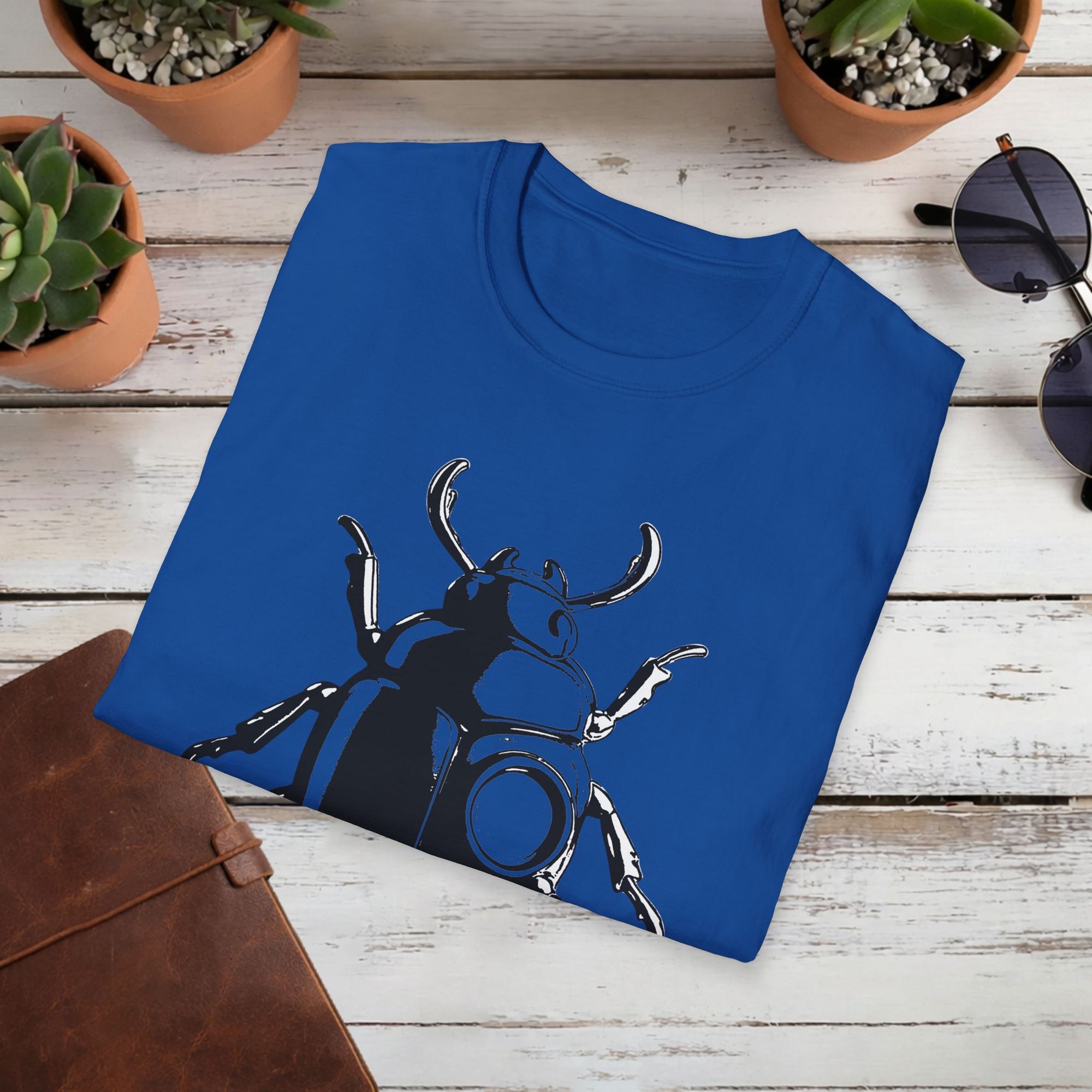 Beetle Graphic T-Shirt – Minimalist Insect Shirt, Nature-Inspired Unisex Tee, Entomology Gift, Aesthetic Bug Design, Unisex Softstyle T-Shirt