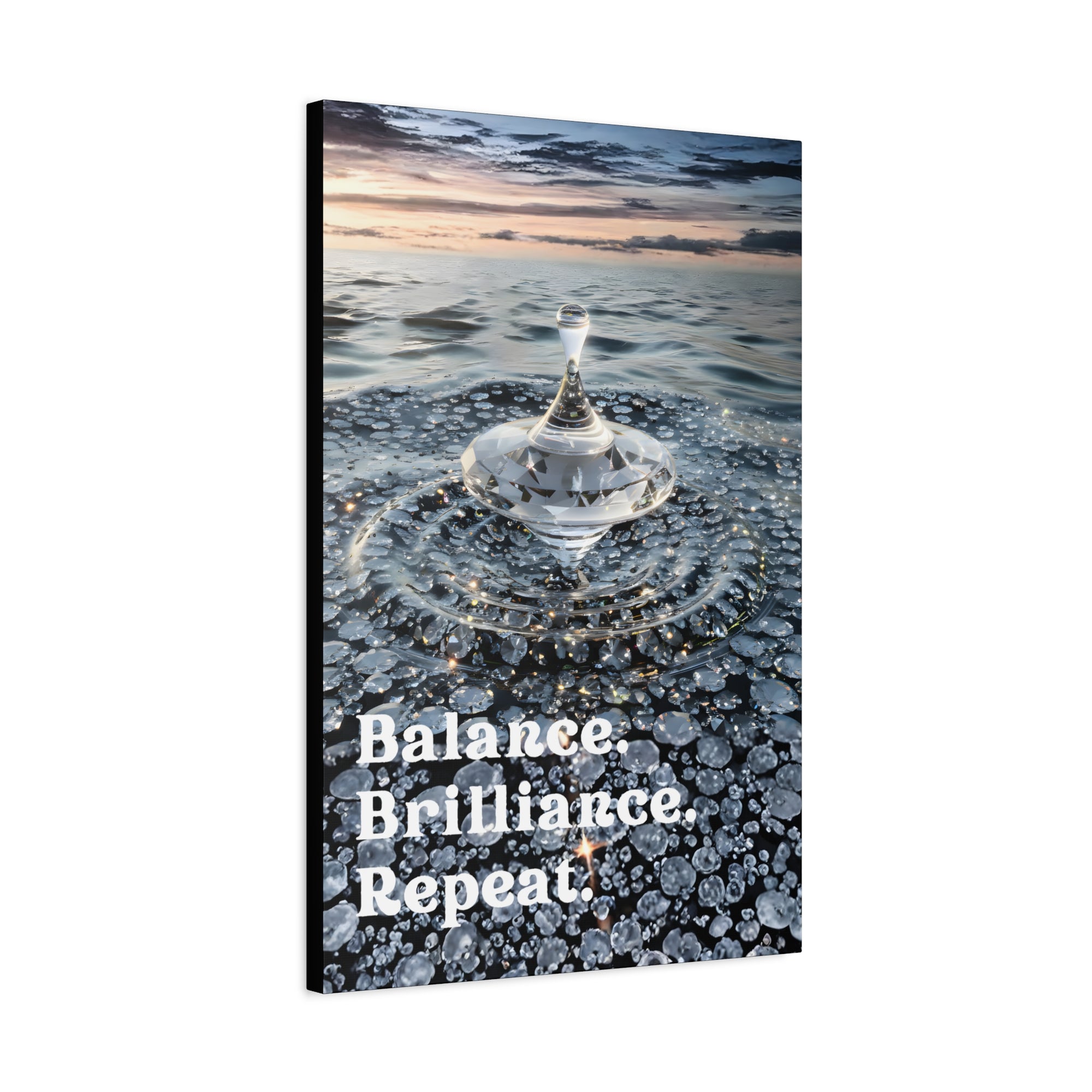 Balance. Brilliance. Repeat. – Crystal Spinning Top Matte Canvas | Modern Motivational Wall Art 20″ x 30″ (Vertical)