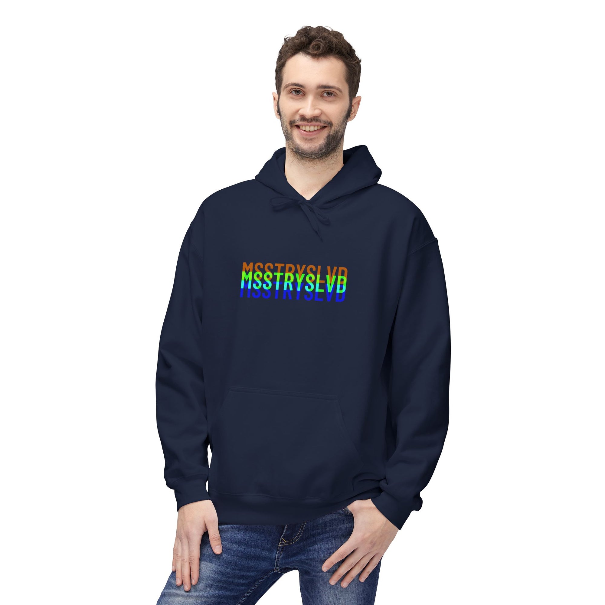 Neon Glitch Type Hoodie – Bold Text Typography Lovers Gift Graphic Hoodie