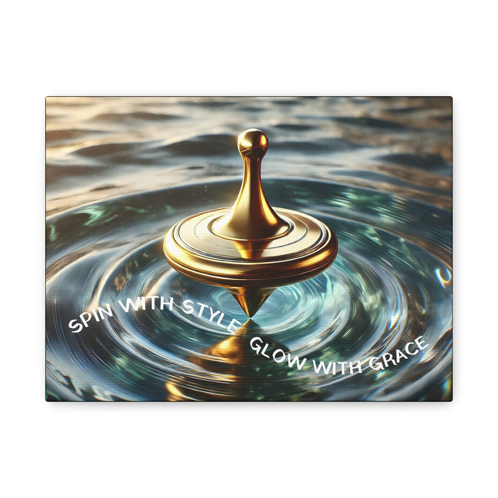 Spin with Style – Golden Spinning Top Matte Canvas | Glow with Grace Inspirational Wall Art