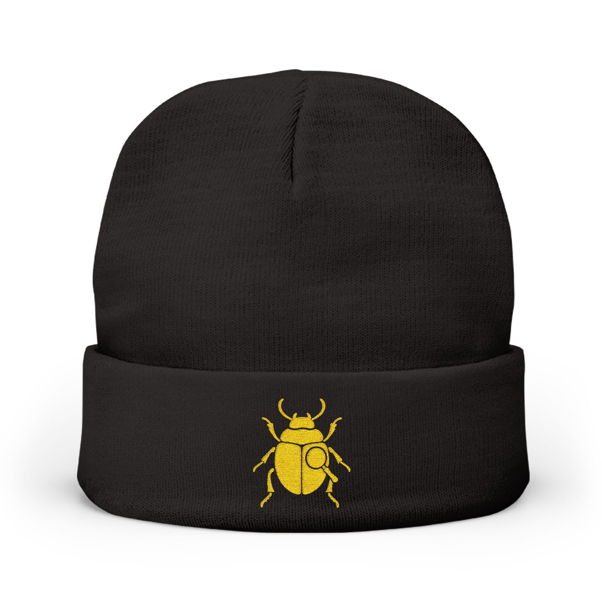 Golden Beetle Knit Beanie (Embroidery)