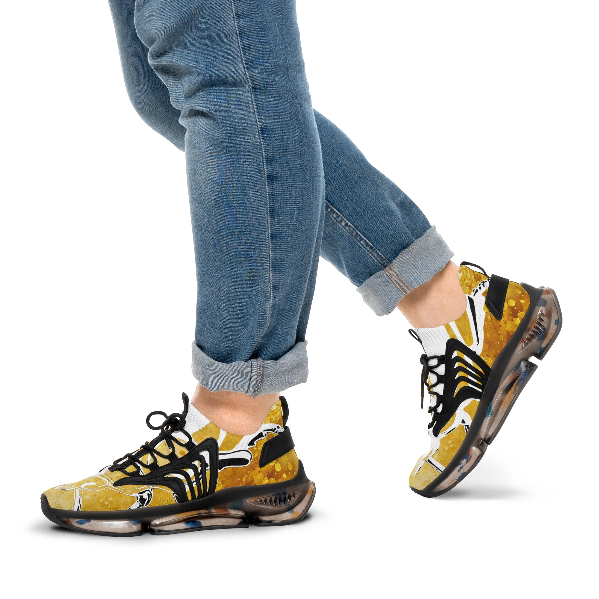 🟡 “GOLD BUGGED OUT V1A”  Men's Mesh Sneakers