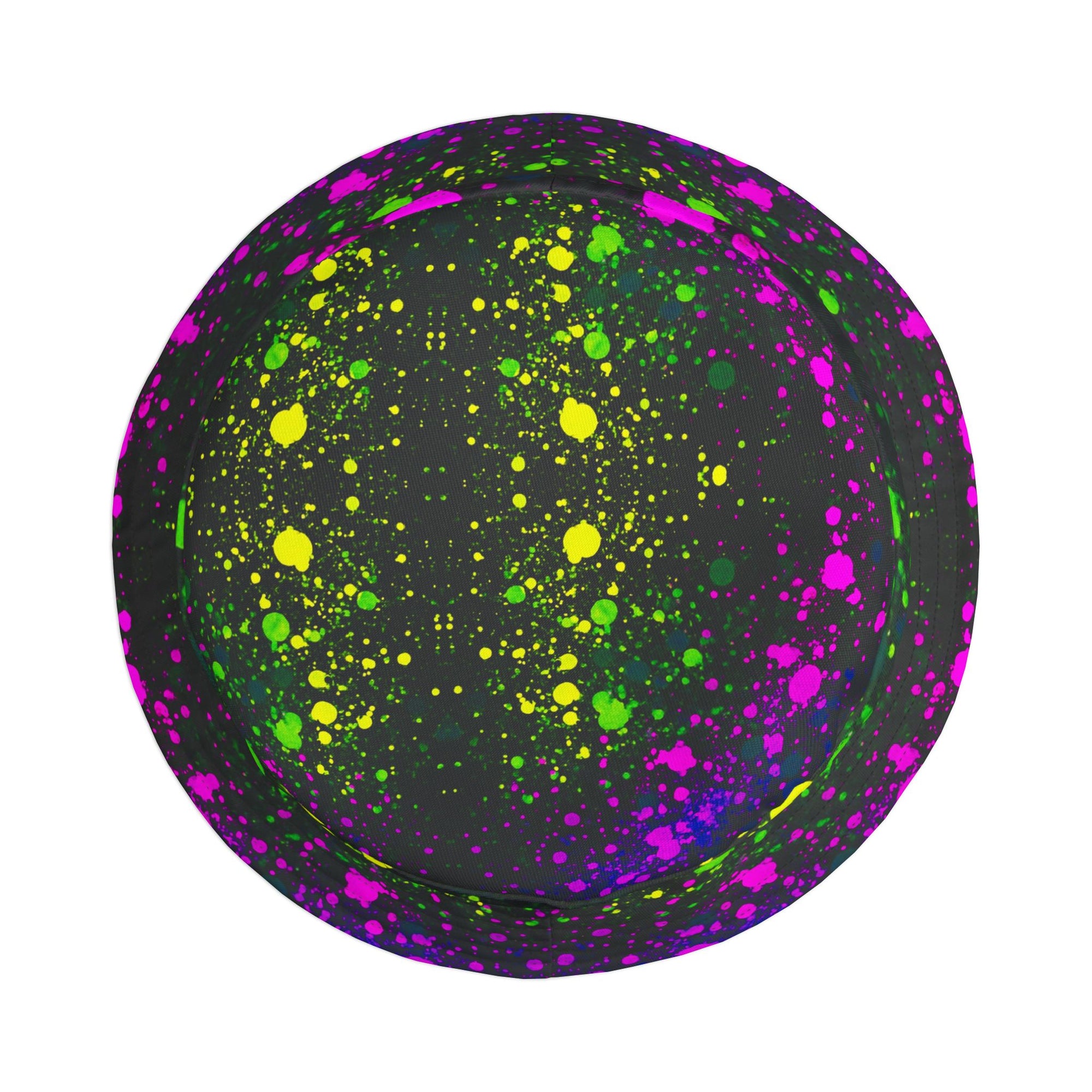 PULSE Color Splash Bucket Hat Neon Splatter in Pink, Yellow, Green & Blue | Unisex Reversible Bold Rave Festival Streetwear