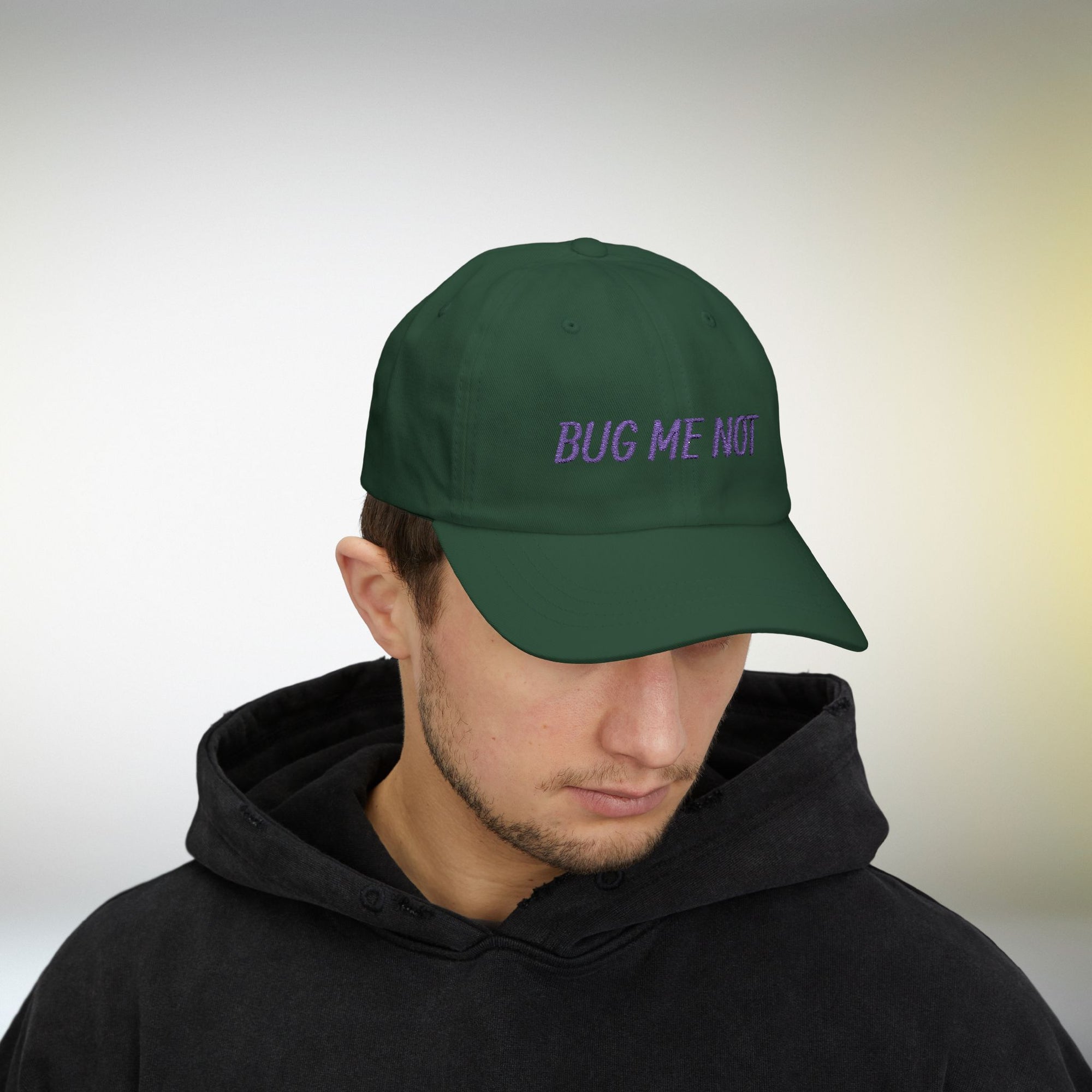 BUG ME NOT Embroidered Cap | Funny Beetle Hat | Minimal Streetwear Dad Cap | Unisex Insect Embroidery Hat