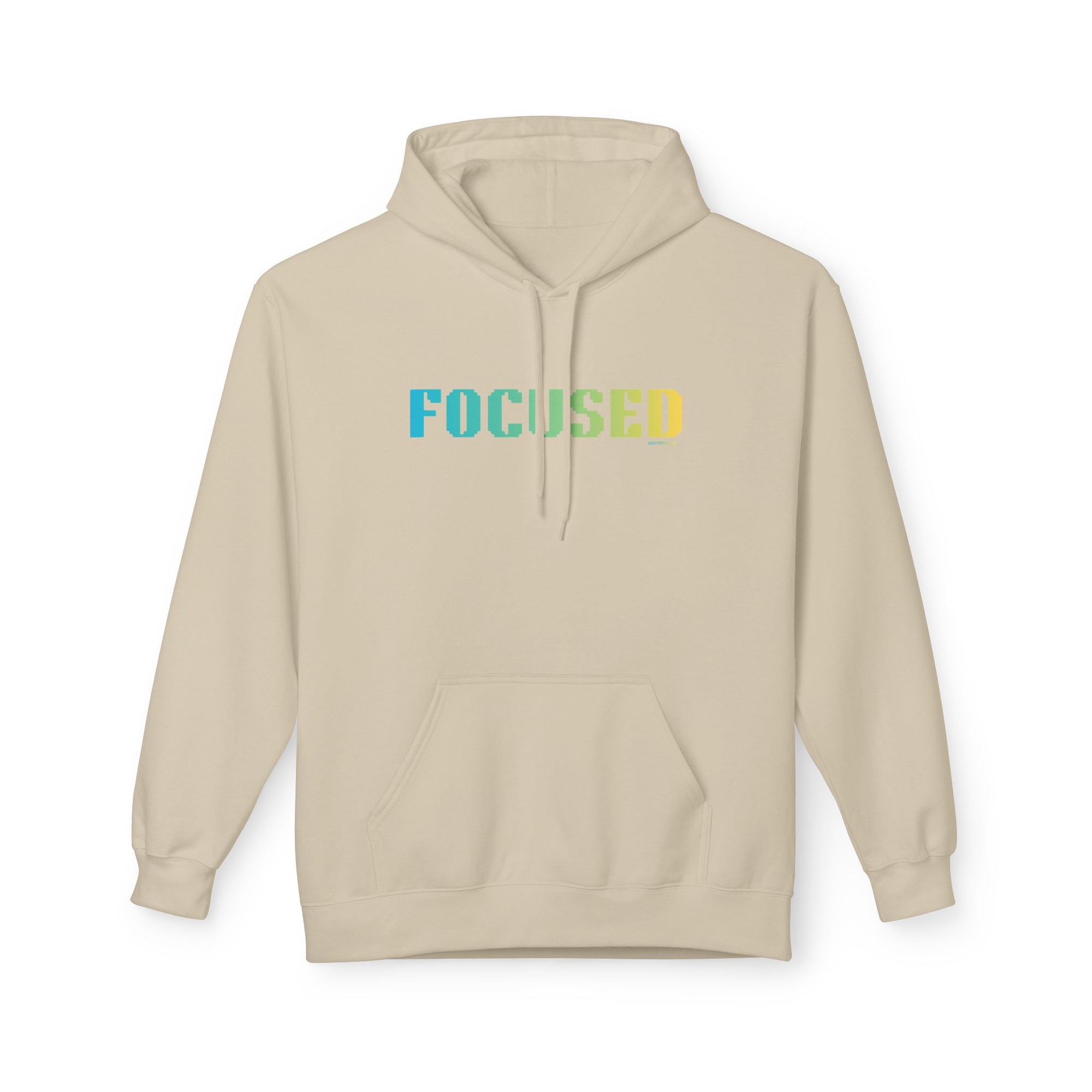 Focused Bold Big Quote Hoodie | Bold Colorful Print Retro Graphic Pullover