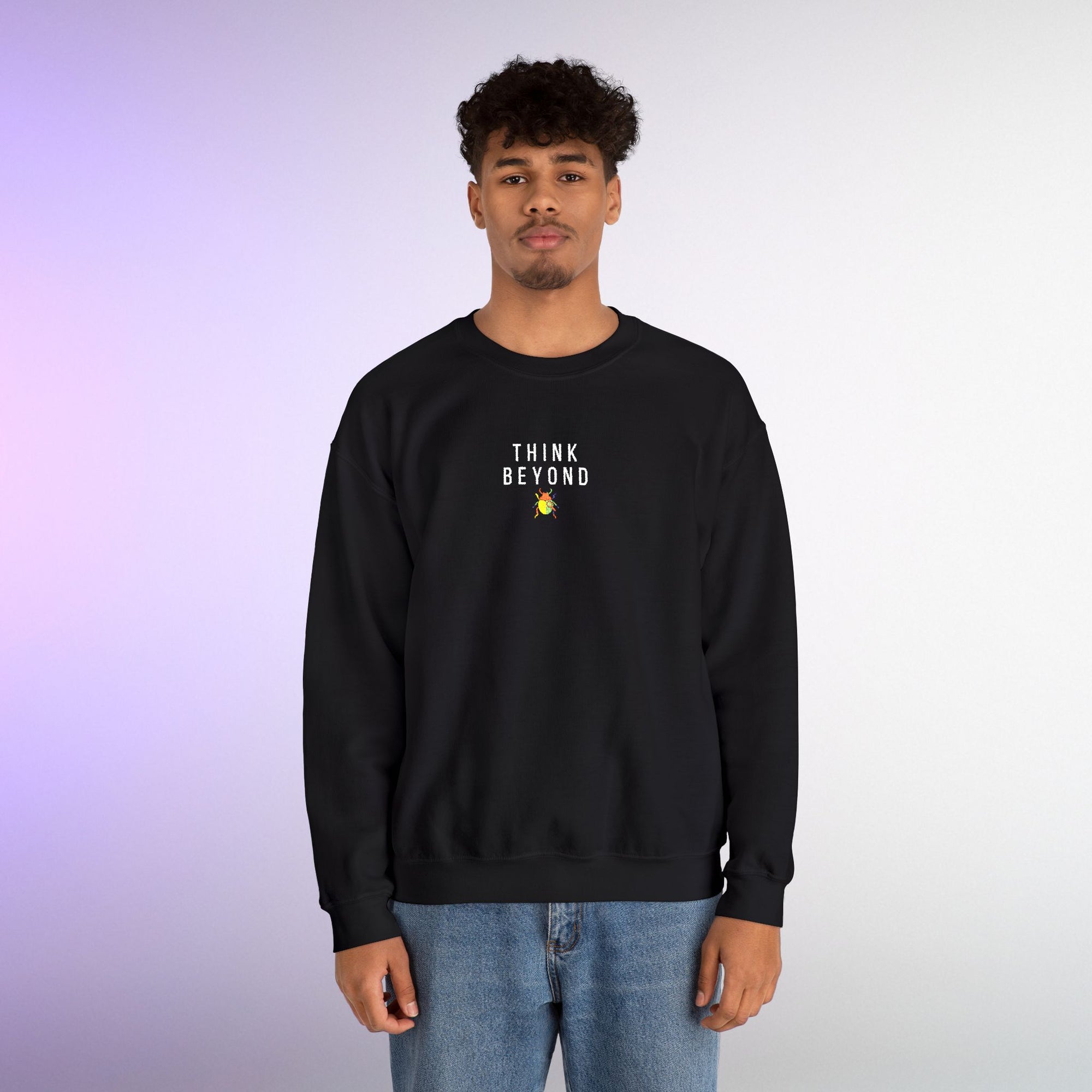Think Beyond Embroidered Sweatshirt | Minimal Motivational Crewneck, Premium Unisex Embroidery, Thoughtful Streetwear