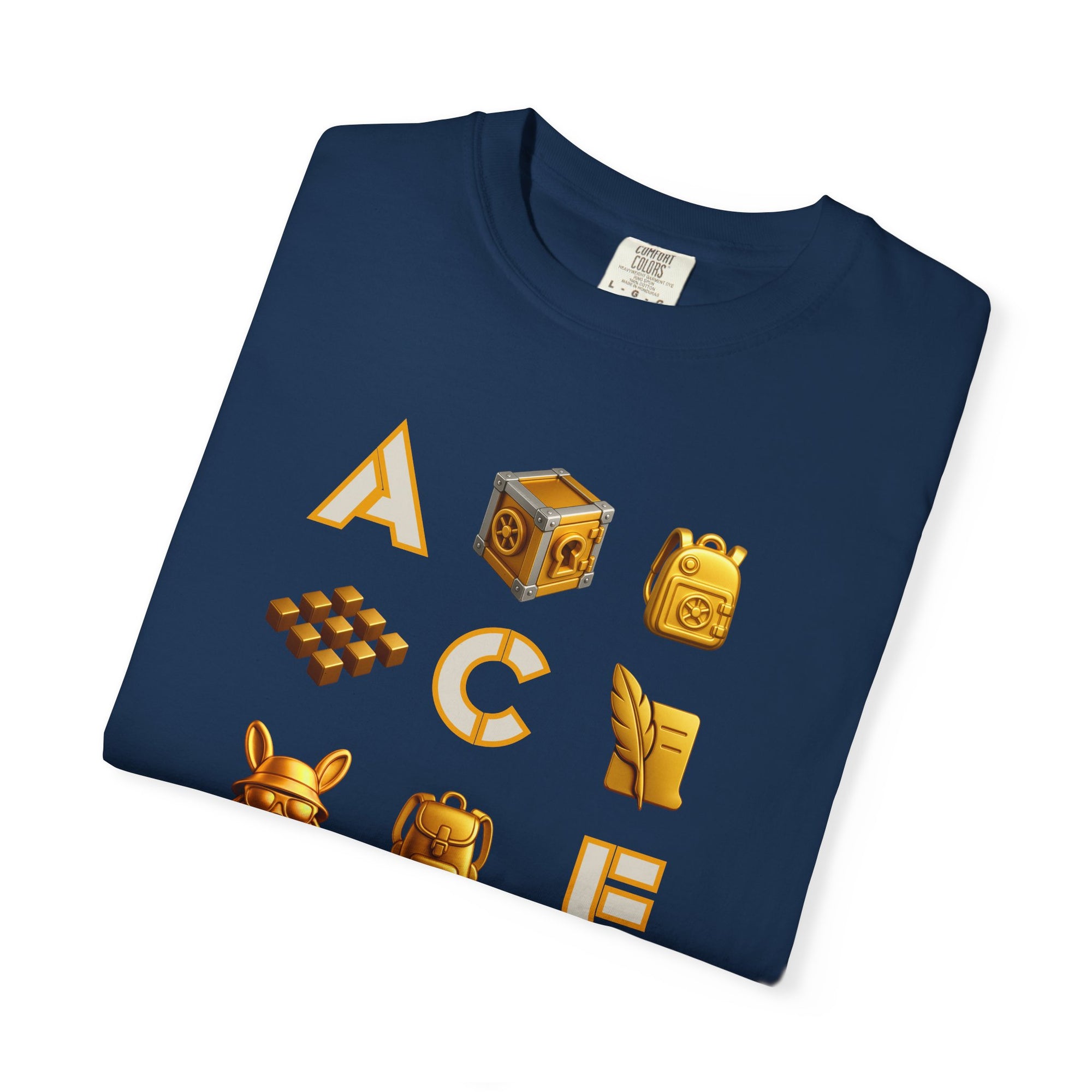 ACE Icon Tee – Golden Vault Game Symbols, Retro Gamer Puzzle Graphic T Shirt