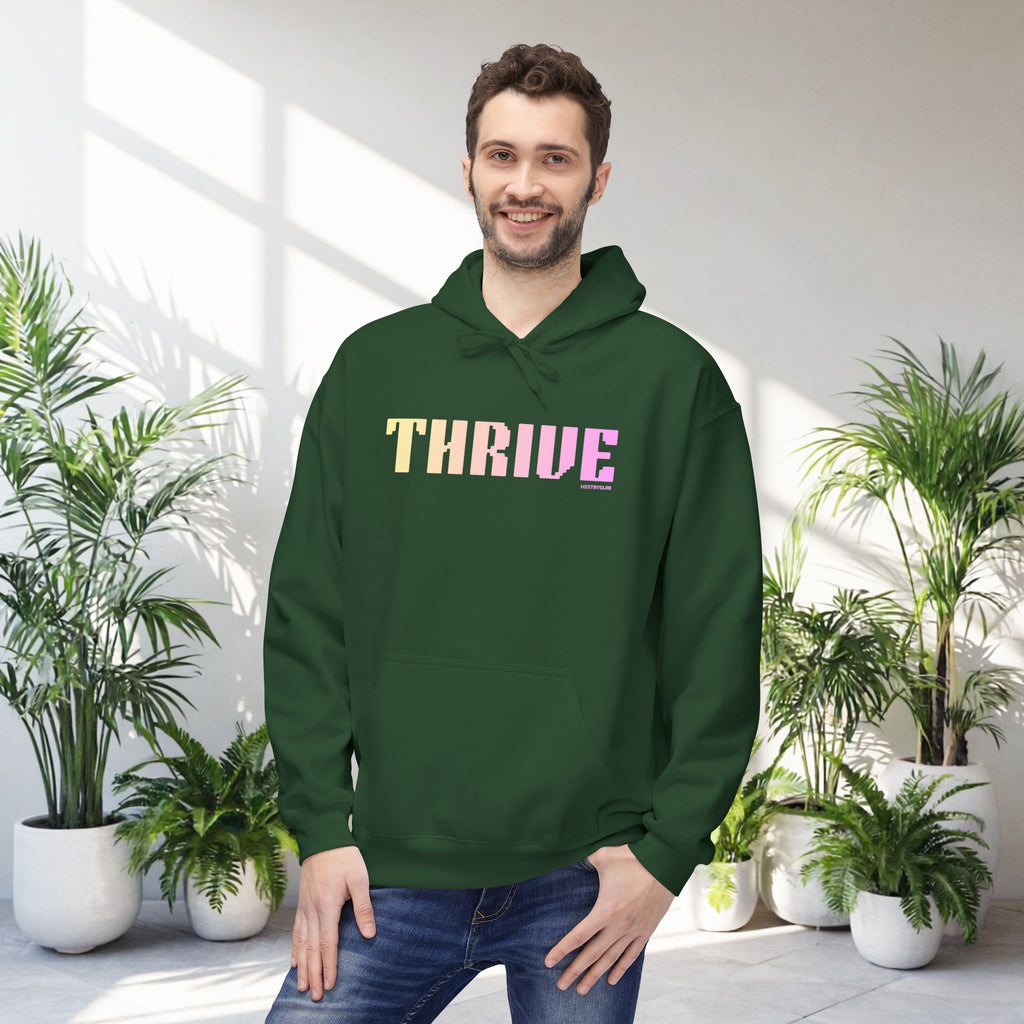 Thrive Bold Big Quote Hoodie | Positive Colorful Print Retro Graphic Pullover